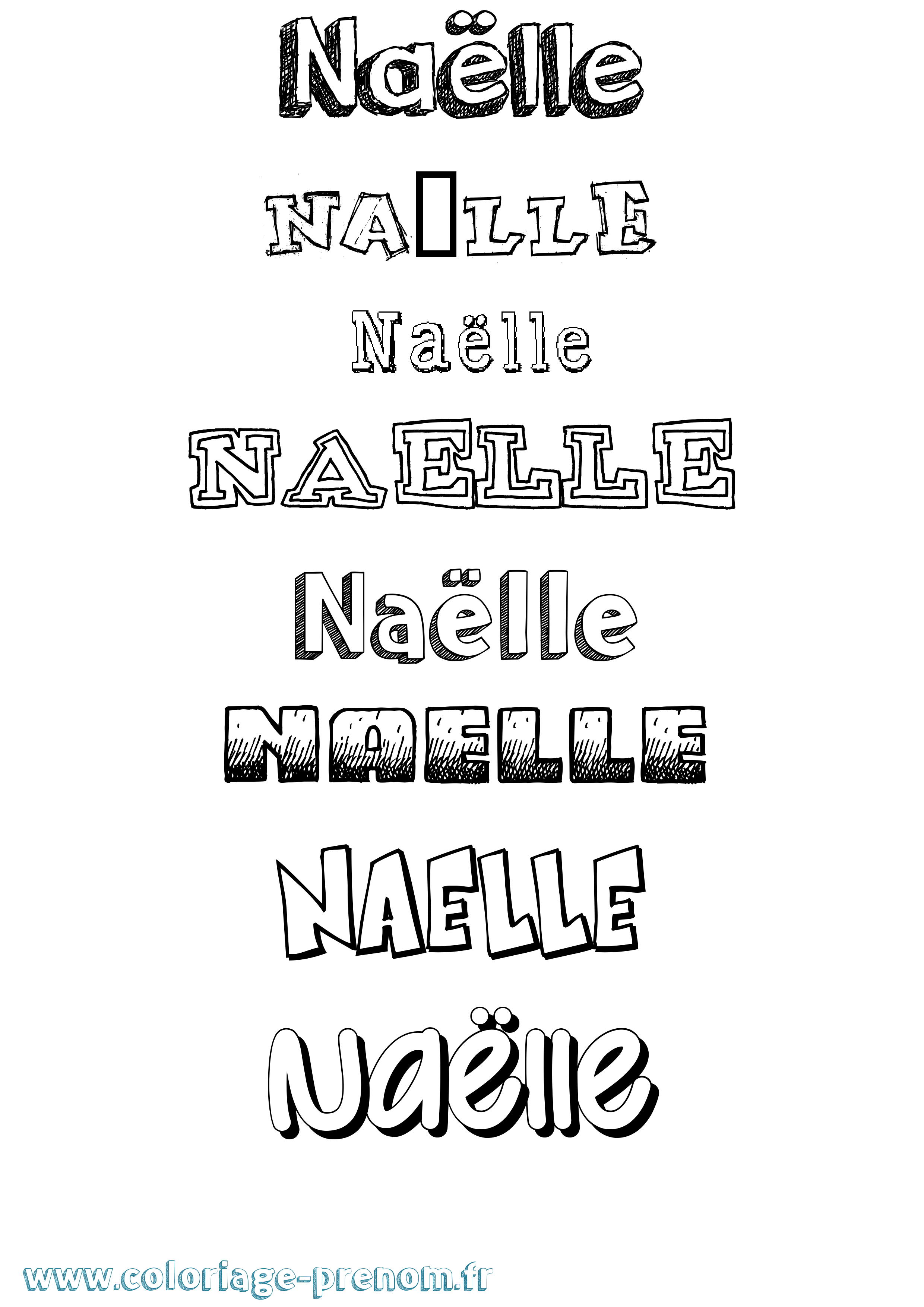Coloriage Naëlle Dessiné Coloriage prénom Naëlle Dessiné