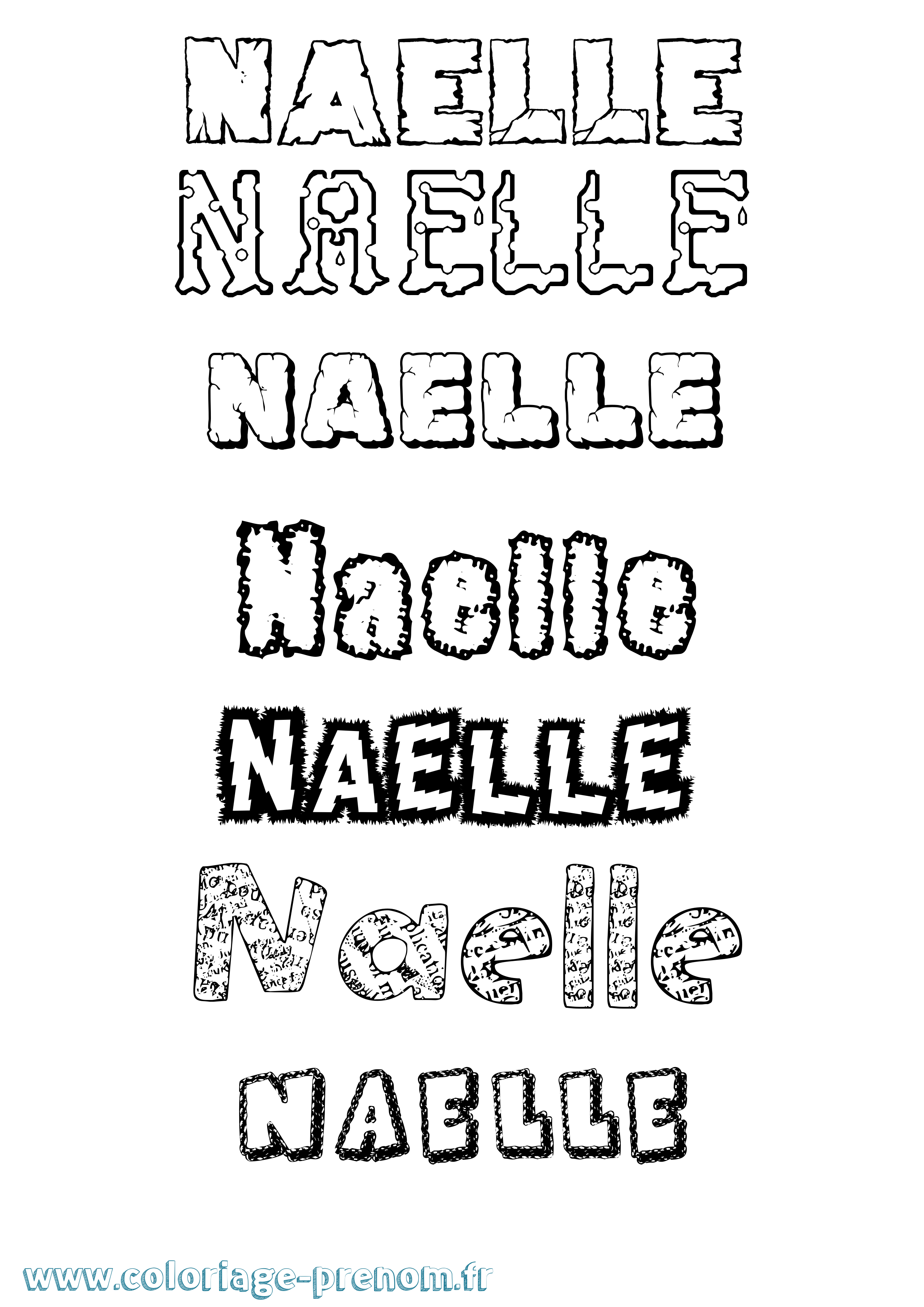 Coloriage Naëlle Destructuré Coloriage prénom Naëlle Destructuré