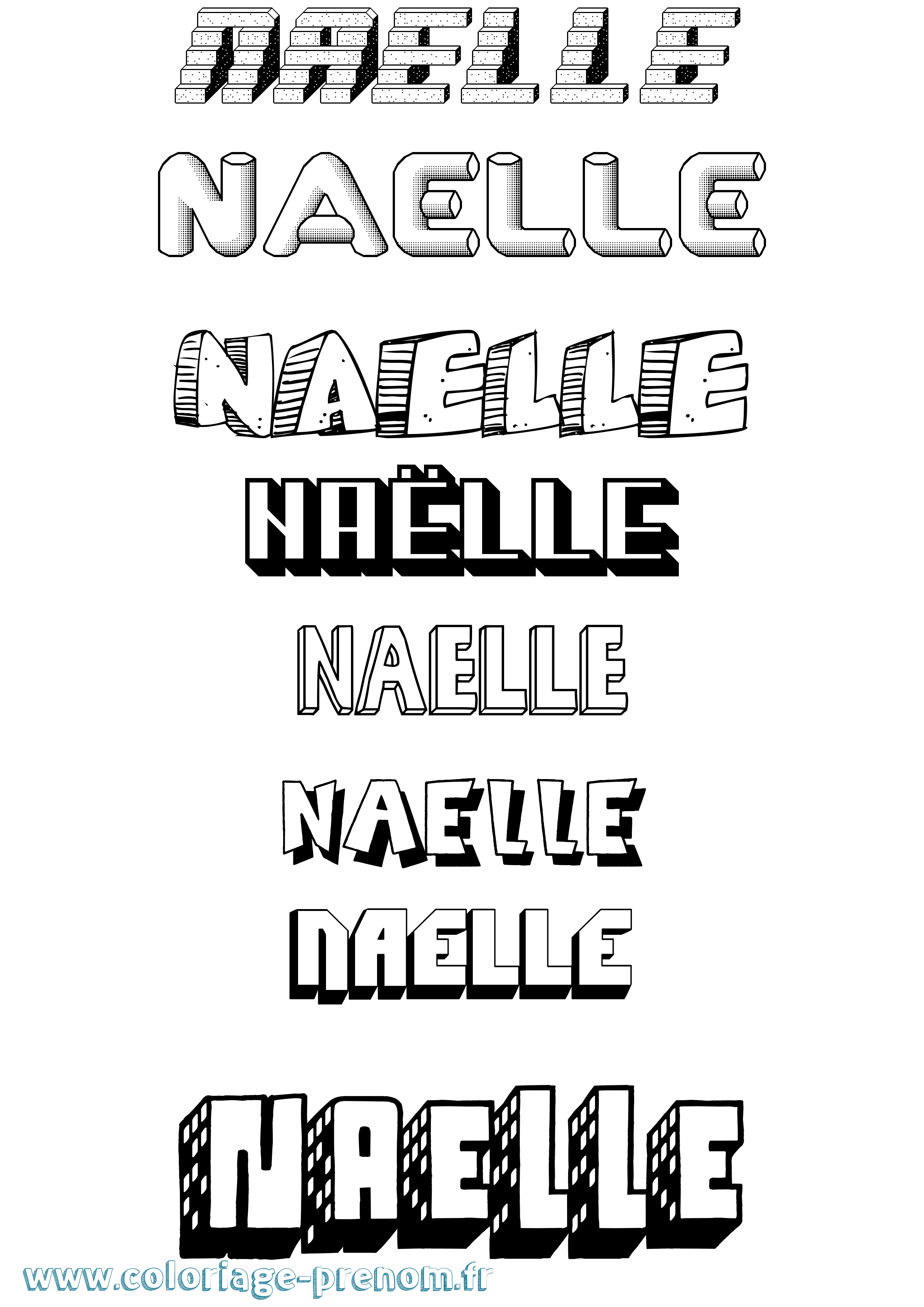 Coloriage prénom Naëlle Effet 3D