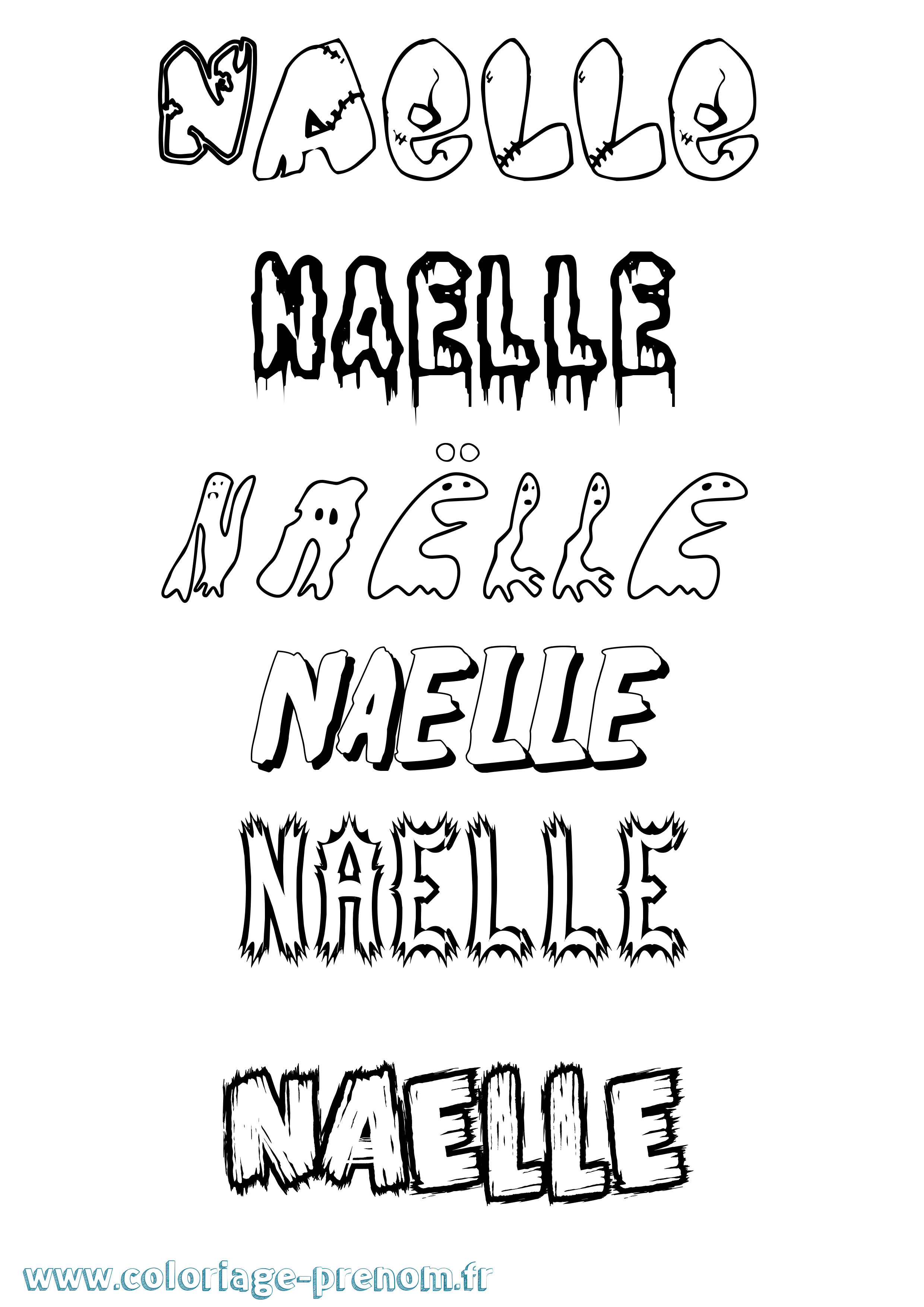 Coloriage Naëlle Frisson Coloriage prénom Naëlle Frisson