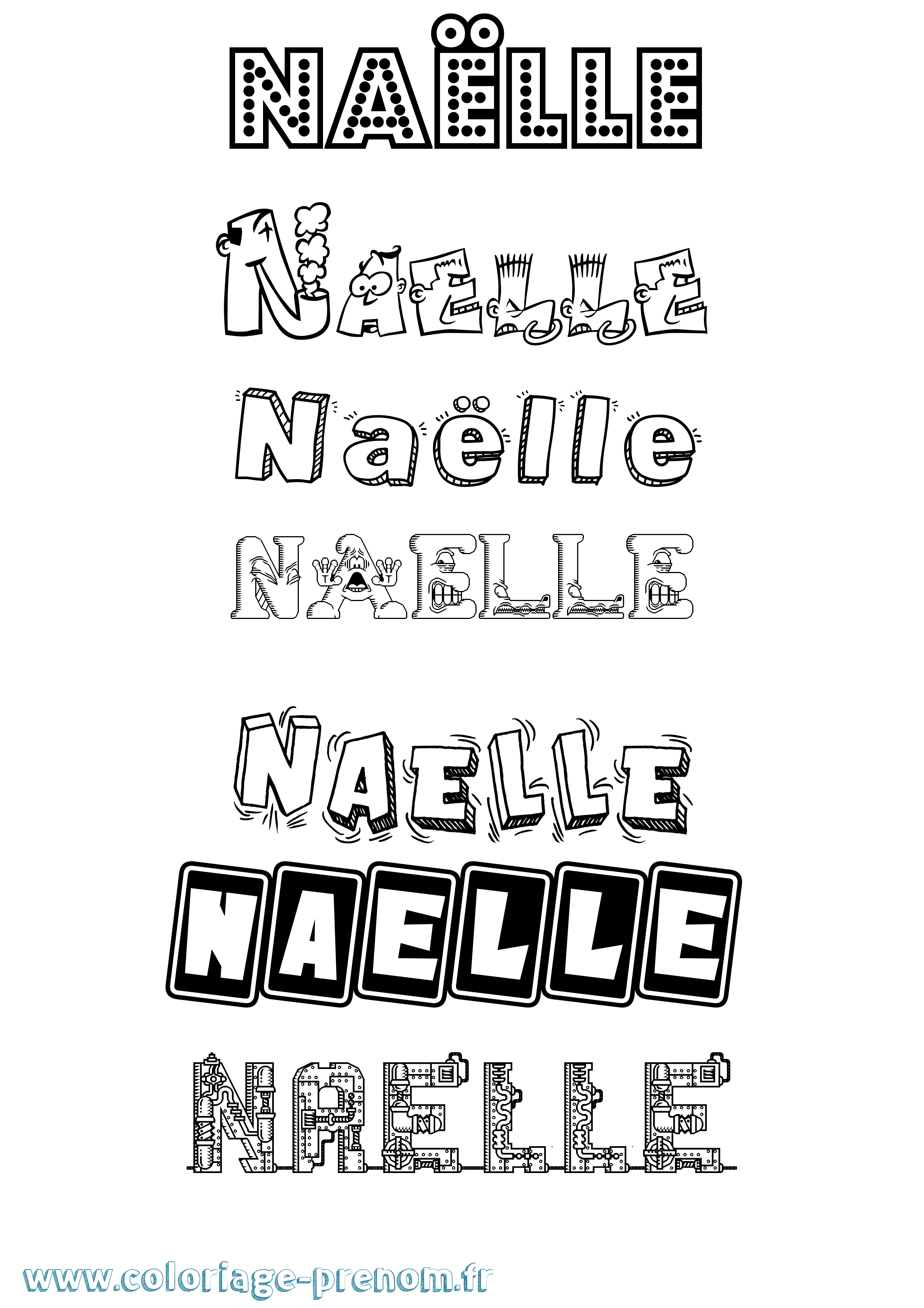 Coloriage prénom Naëlle Fun