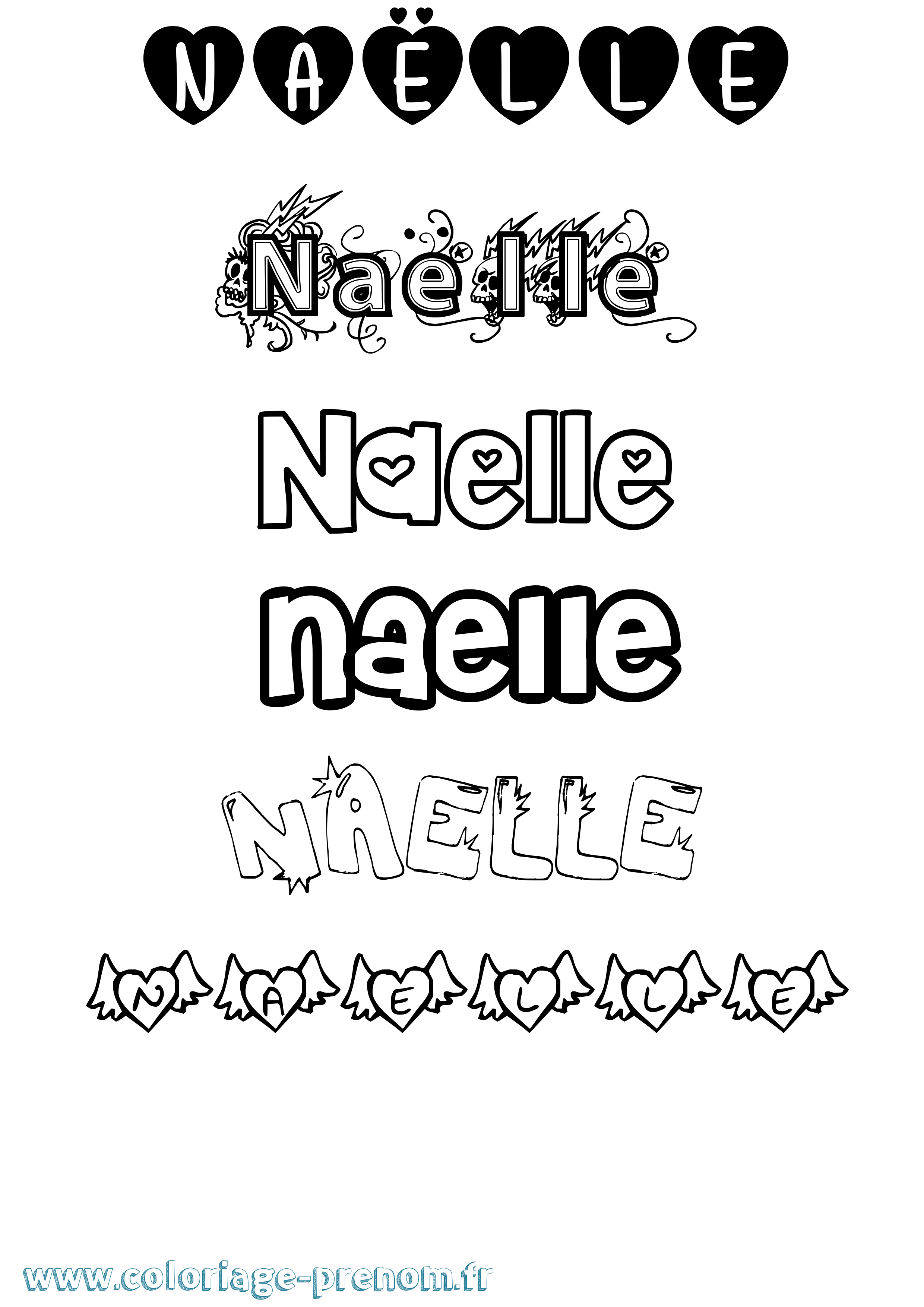 Coloriage prénom Naëlle Girly