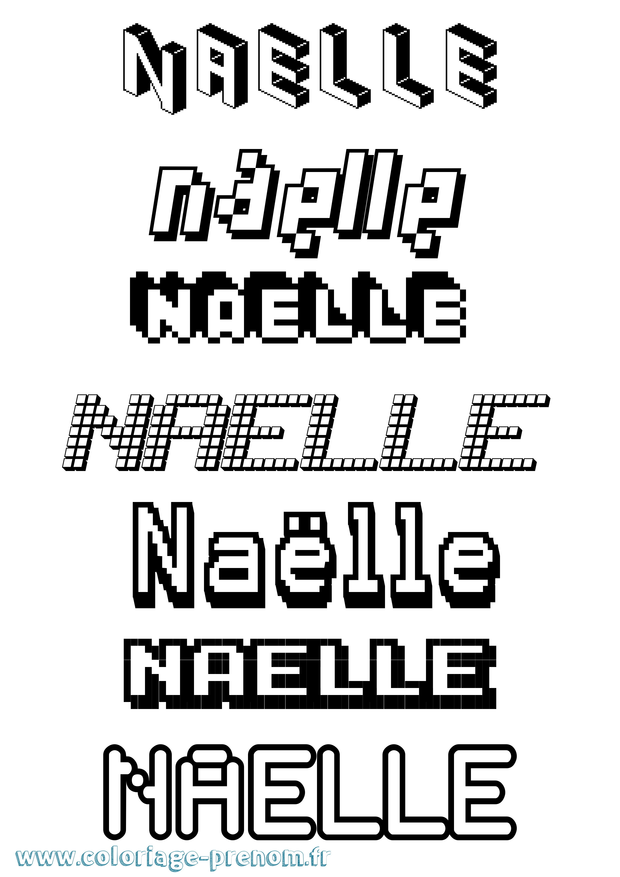 Coloriage Naëlle Pixel Coloriage prénom Naëlle Pixel