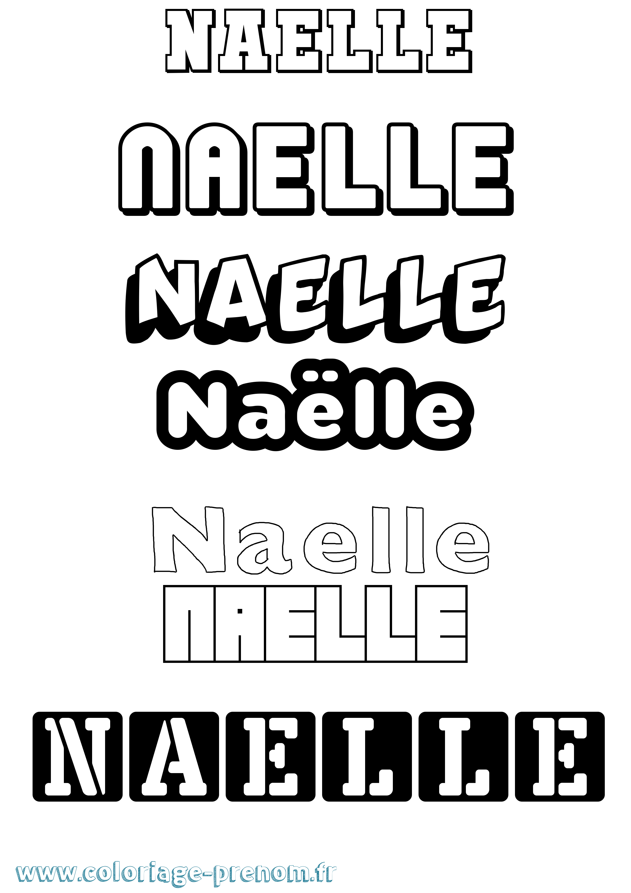 Coloriage Naëlle Simple Coloriage prénom Naëlle Simple