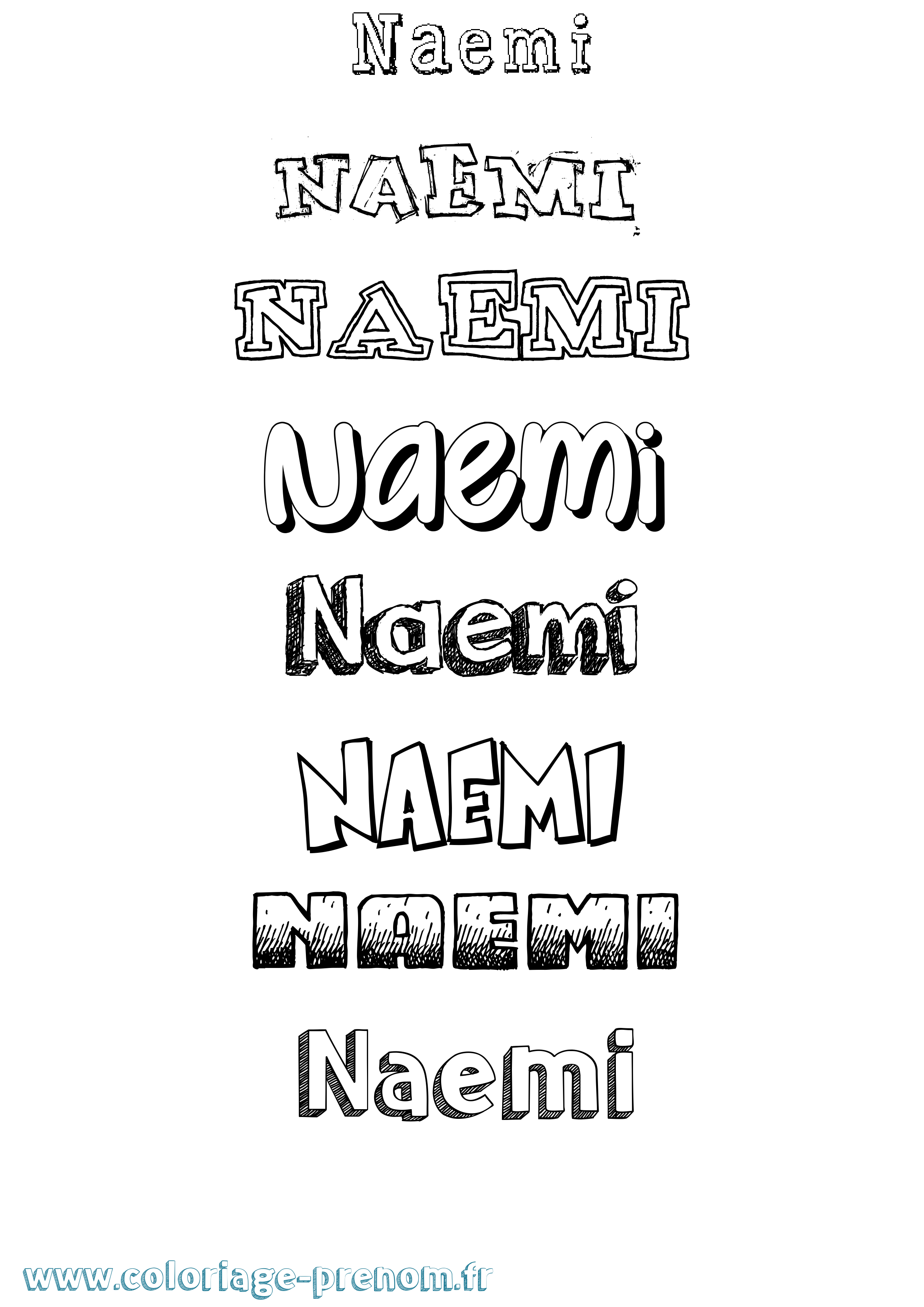 Coloriage prénom Naemi Dessiné