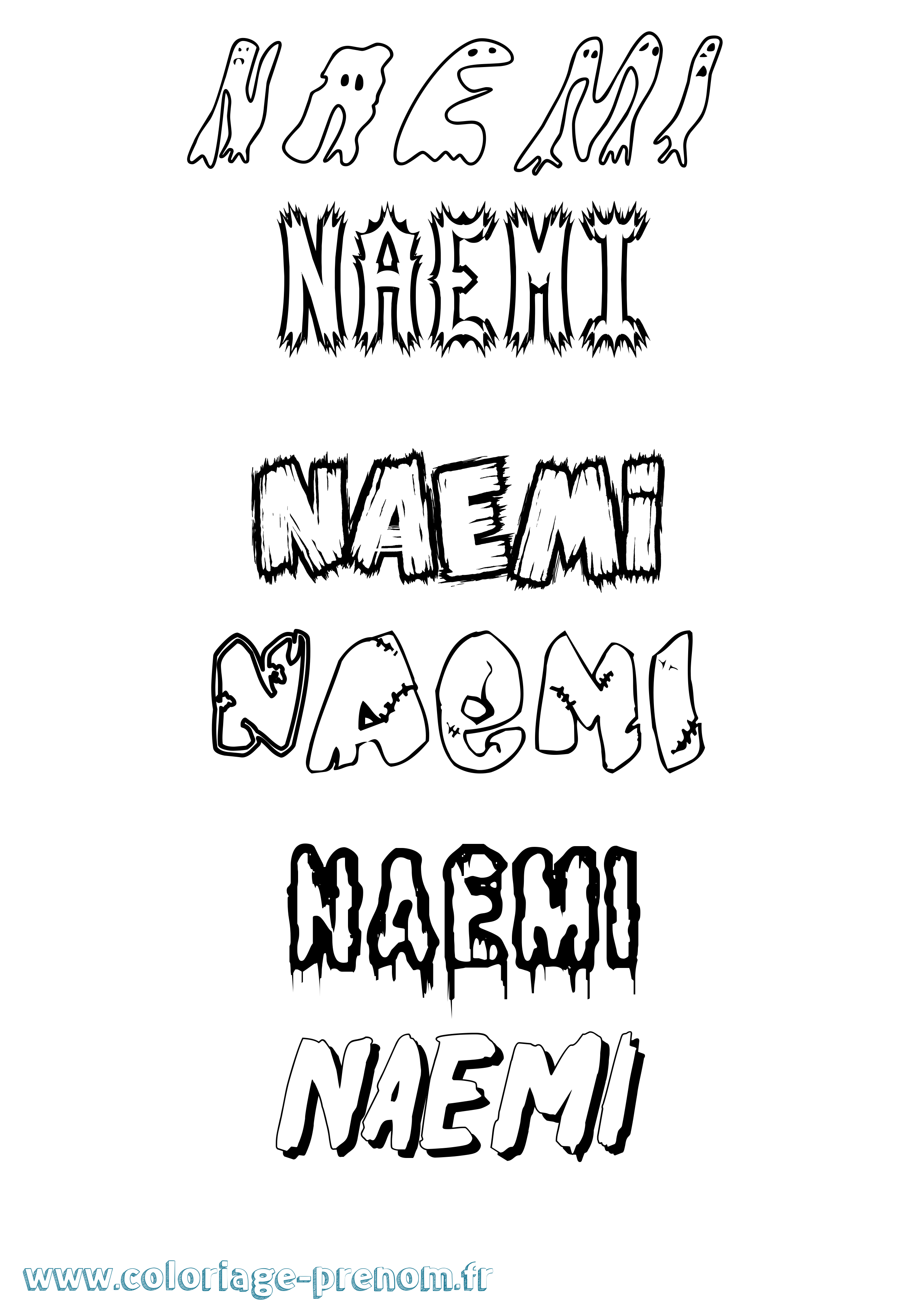 Coloriage prénom Naemi Frisson