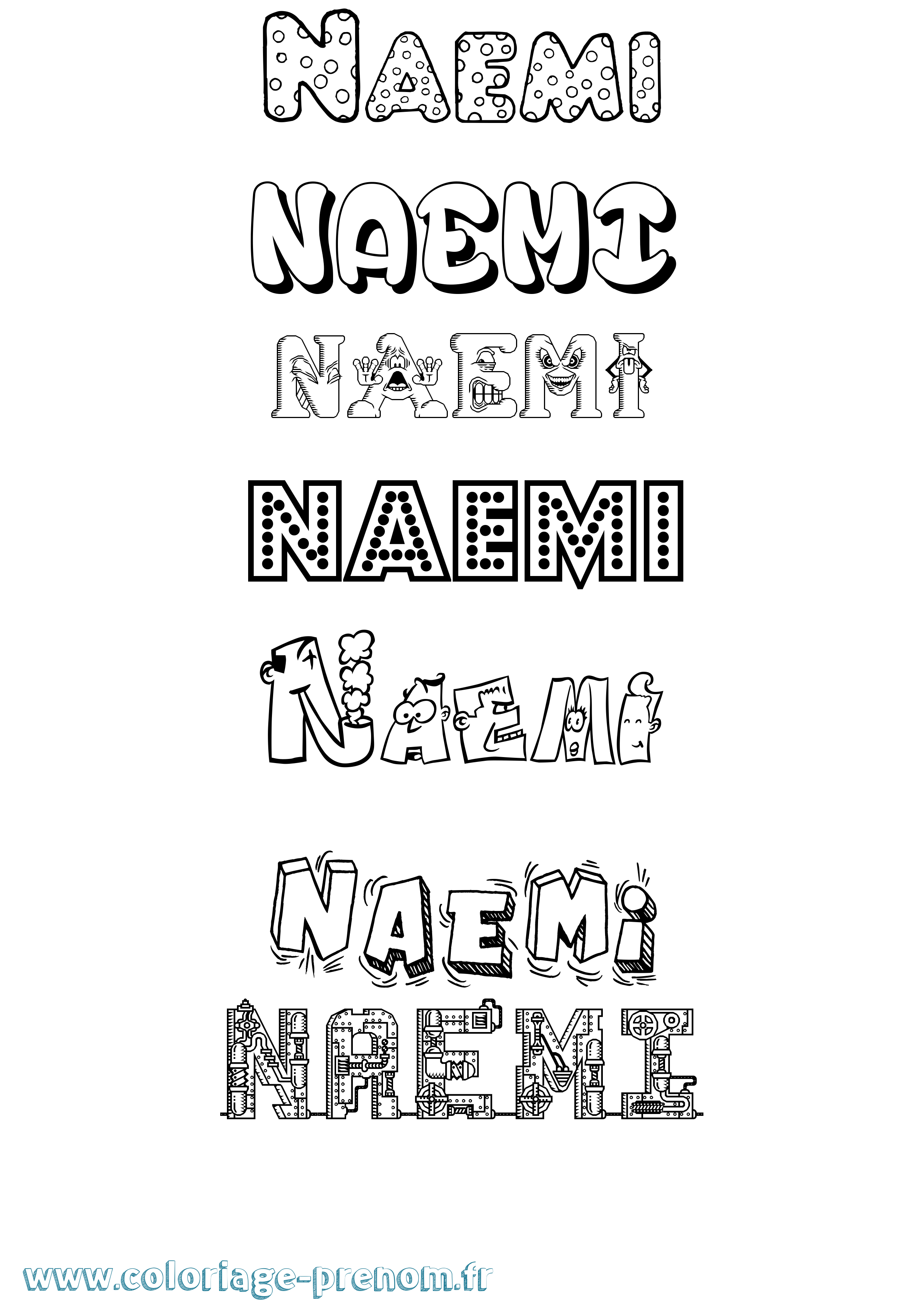 Coloriage prénom Naemi Fun