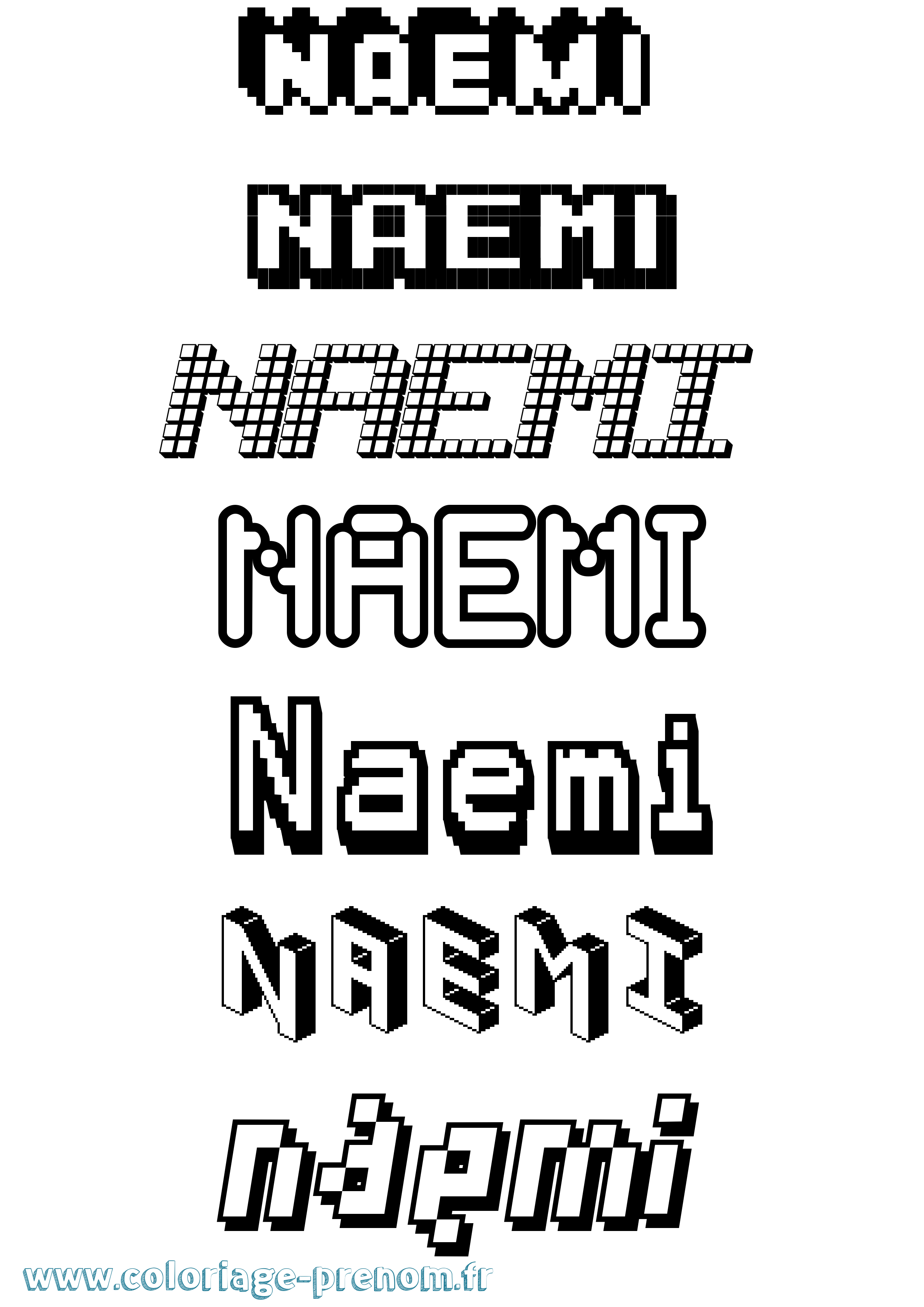 Coloriage prénom Naemi Pixel