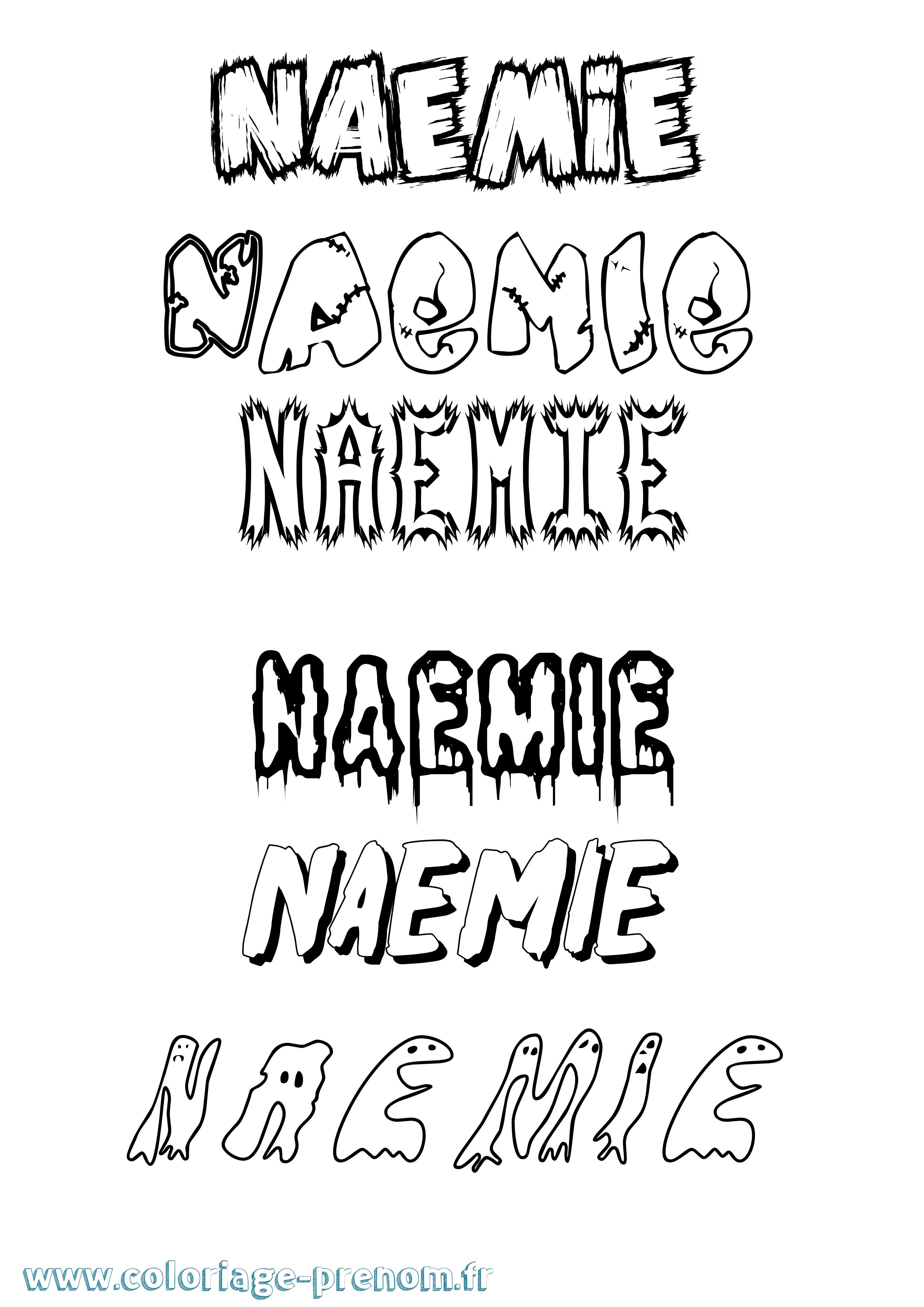 Coloriage prénom Naemie Frisson