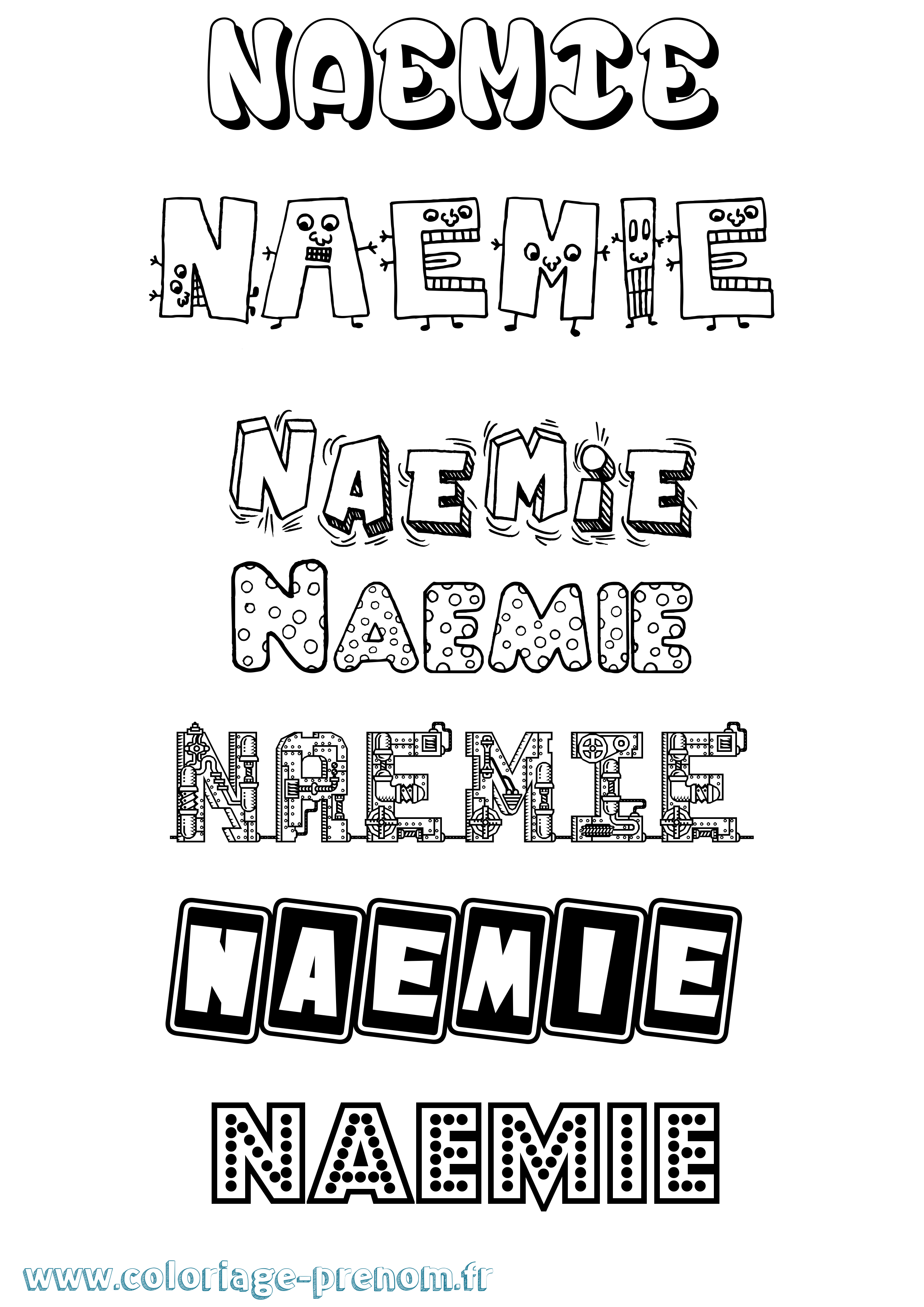 Coloriage prénom Naemie Fun