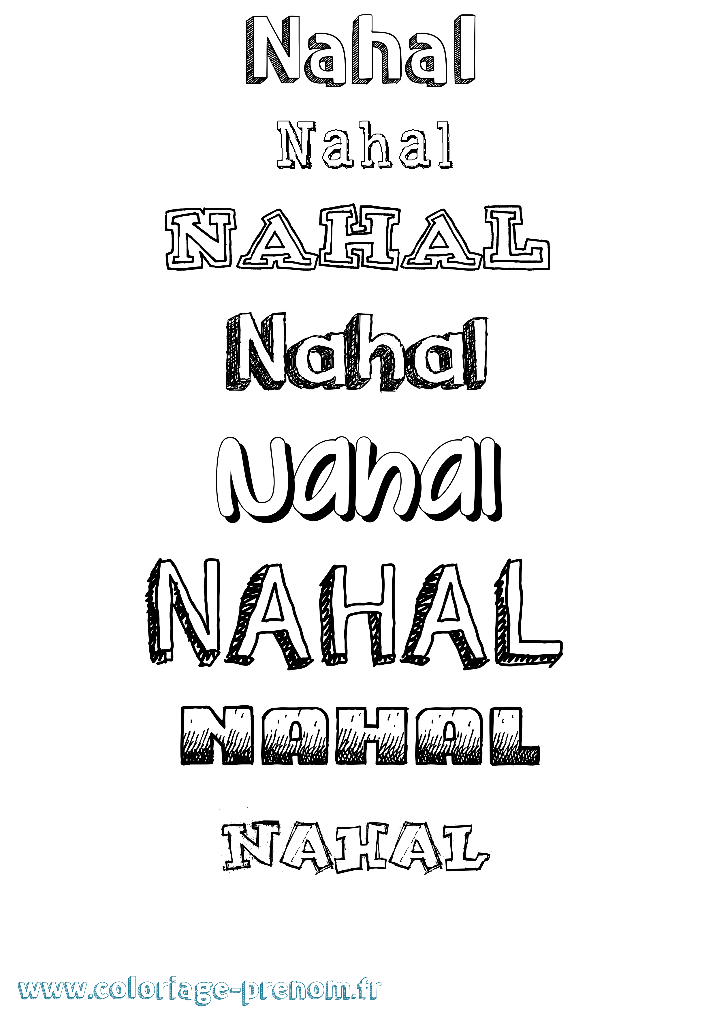 Coloriage prénom Nahal Dessiné