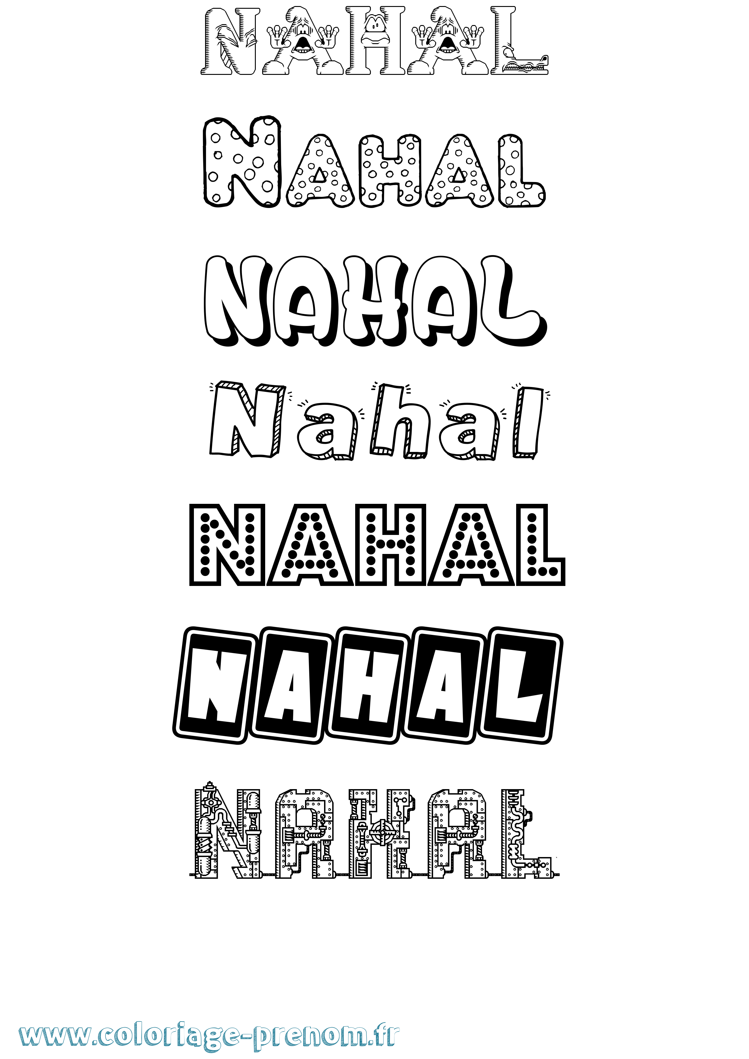 Coloriage prénom Nahal Fun