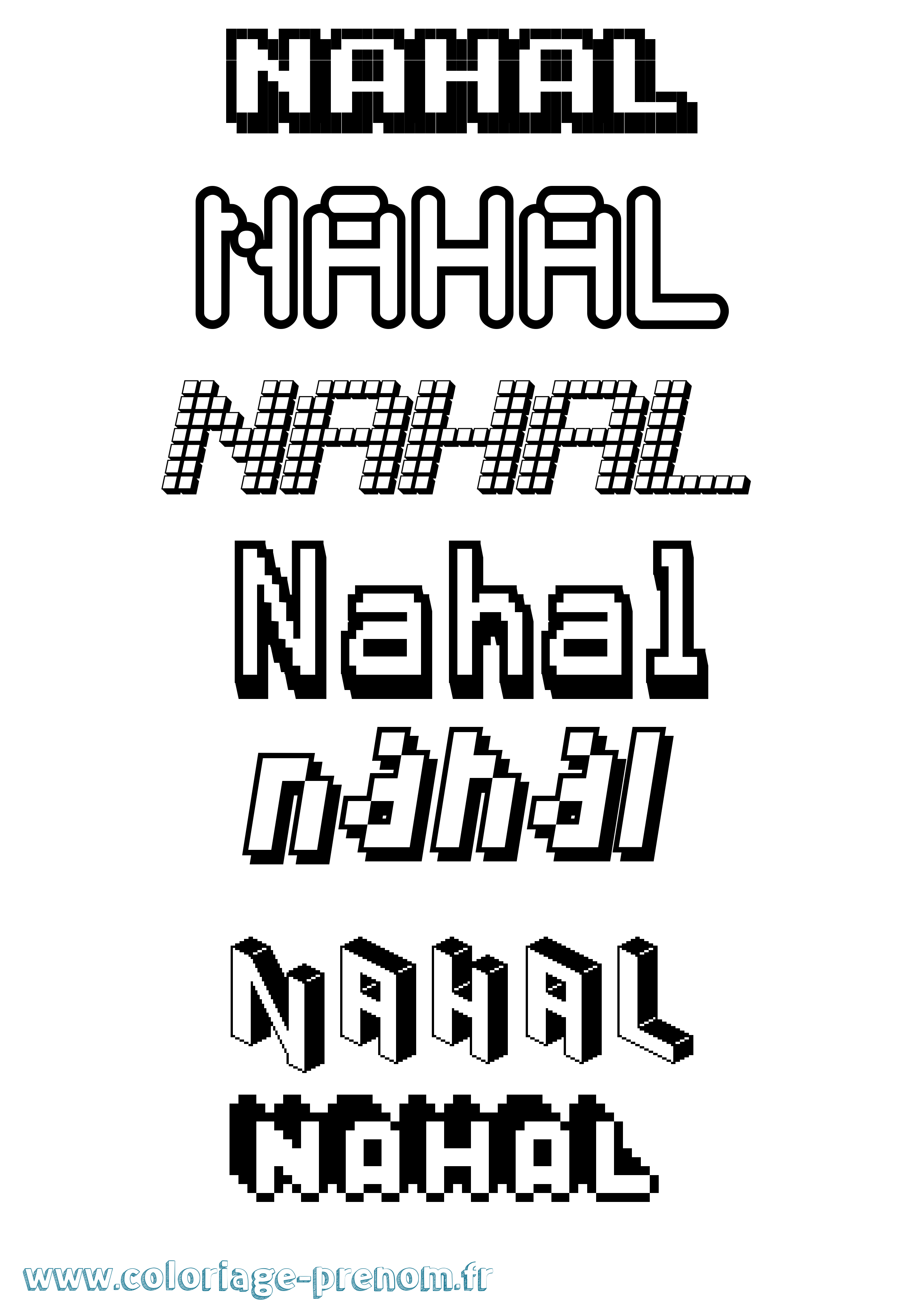 Coloriage prénom Nahal Pixel