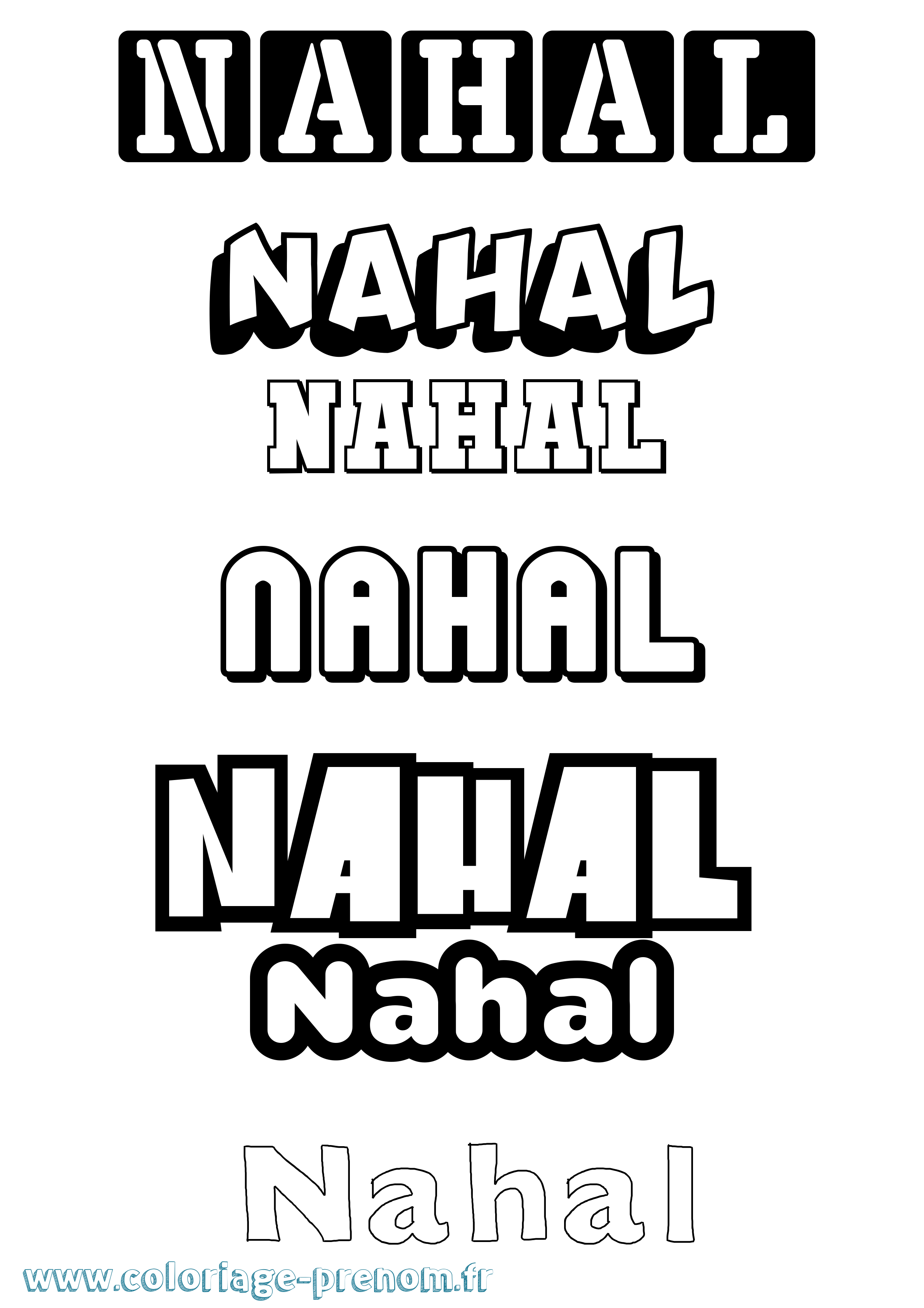 Coloriage prénom Nahal Simple