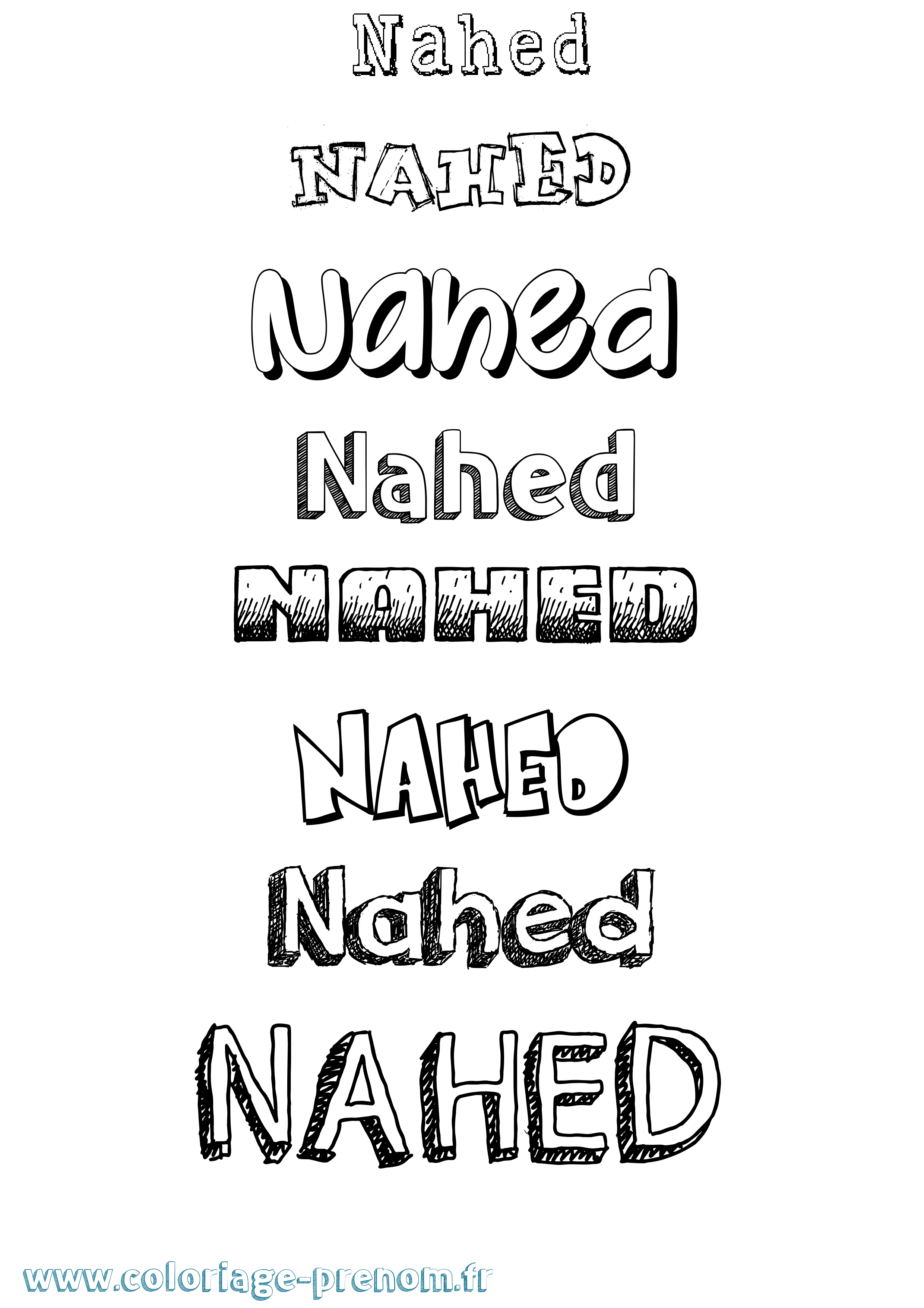 Coloriage prénom Nahed Dessiné
