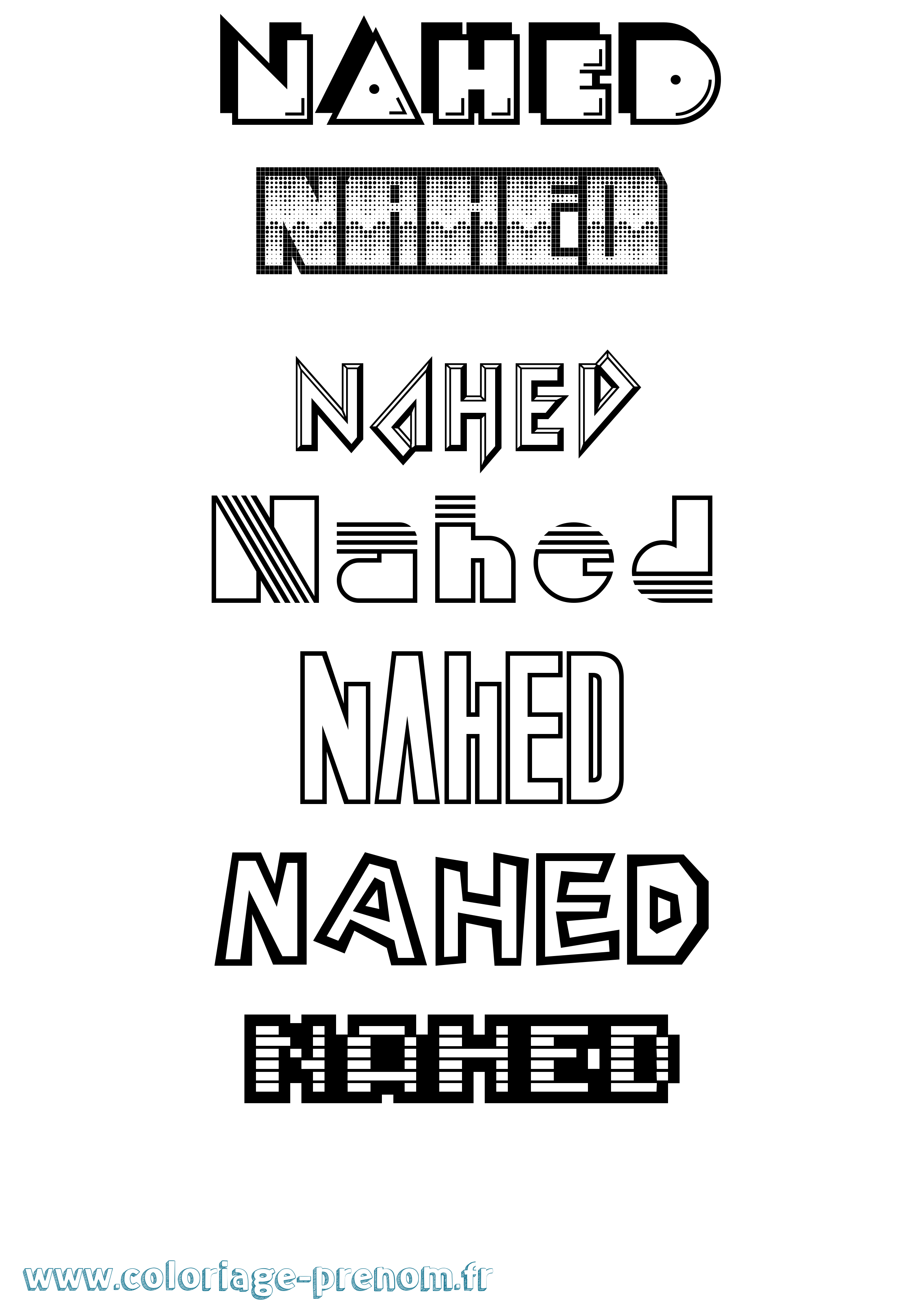 Coloriage prénom Nahed Jeux Vidéos
