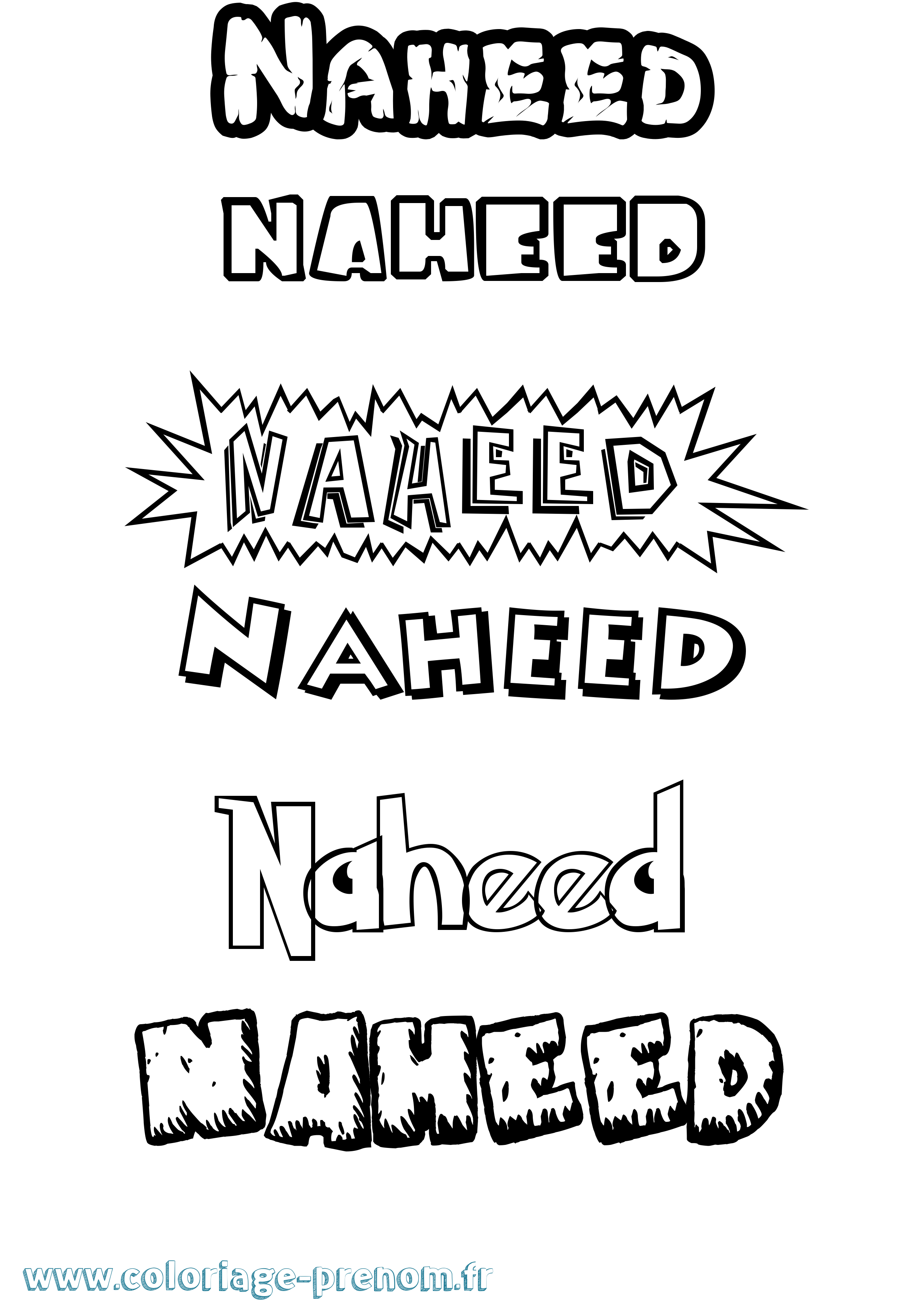 Coloriage Naheed Dessin Animé Coloriage prénom Naheed Dessin Animé