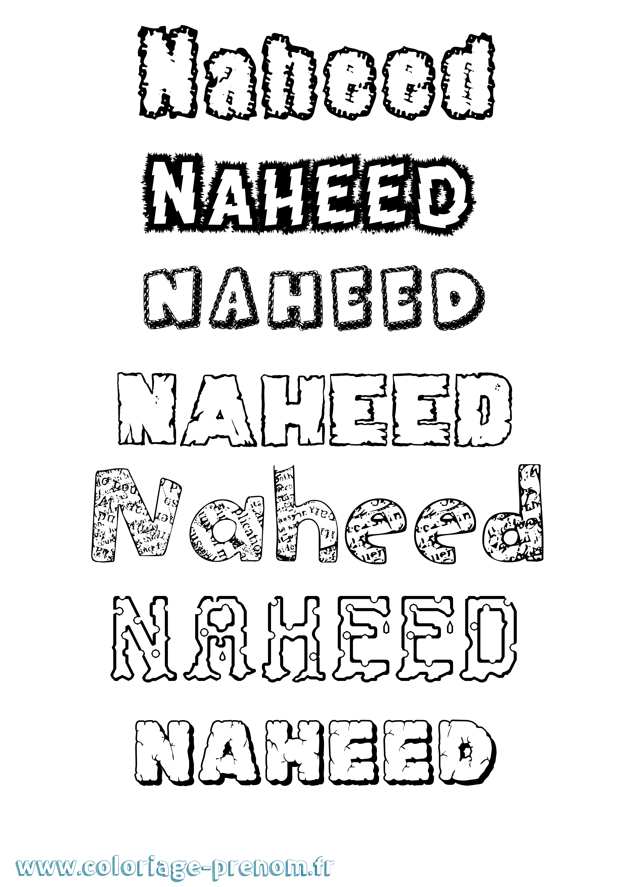 Coloriage prénom Naheed Destructuré