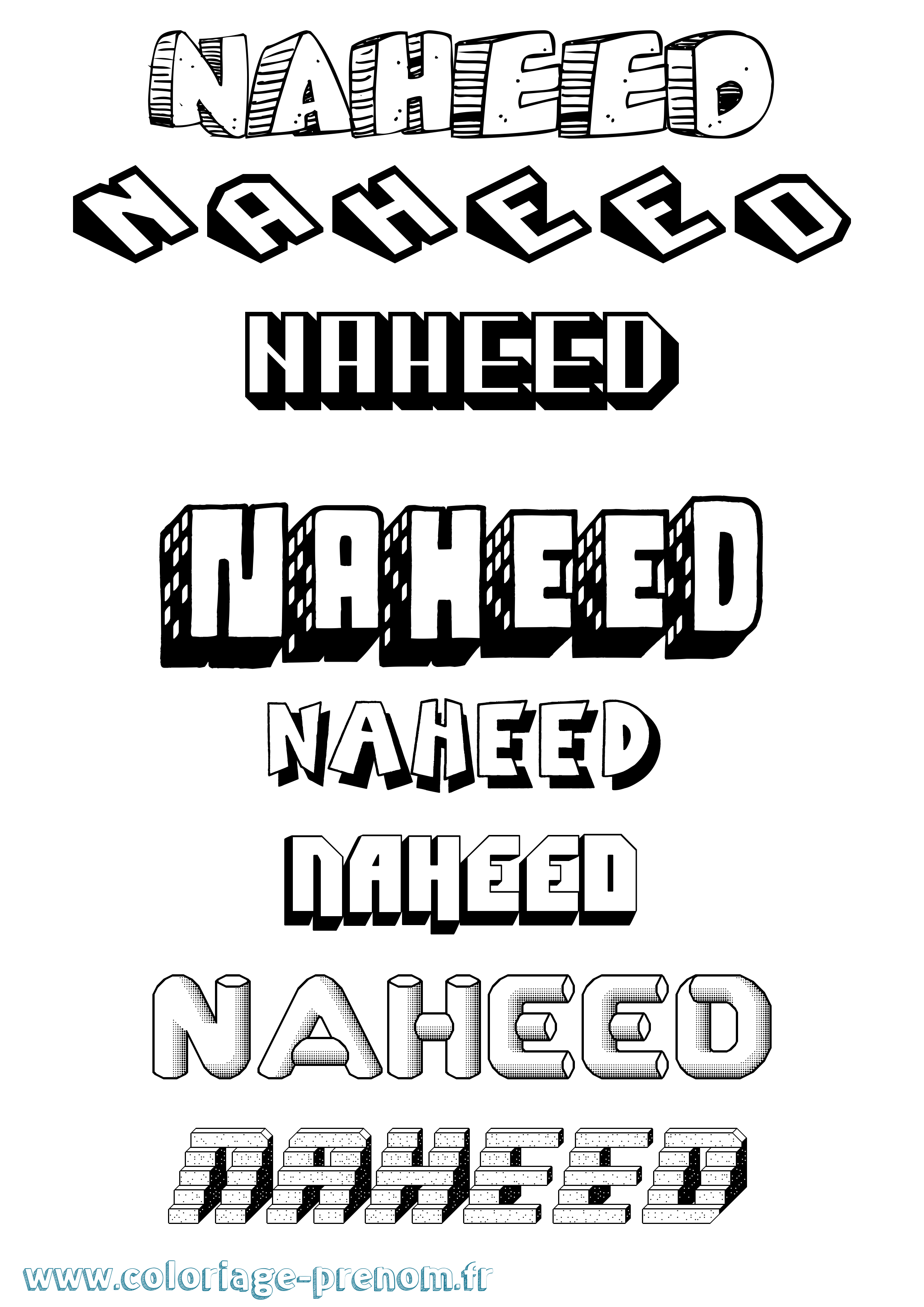 Coloriage Naheed Effet 3D Coloriage prénom Naheed Effet 3D