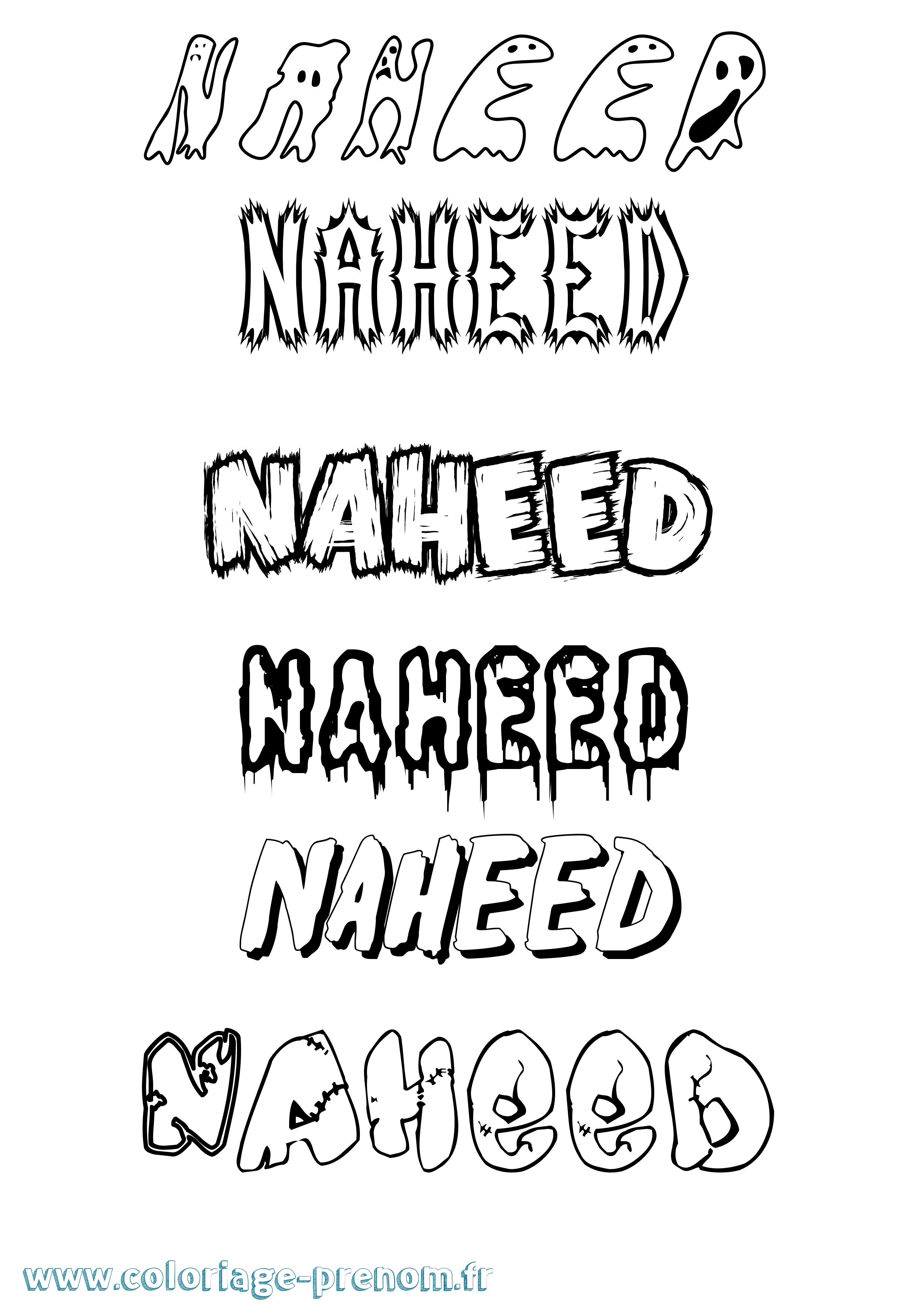 Coloriage Naheed Frisson Coloriage prénom Naheed Frisson
