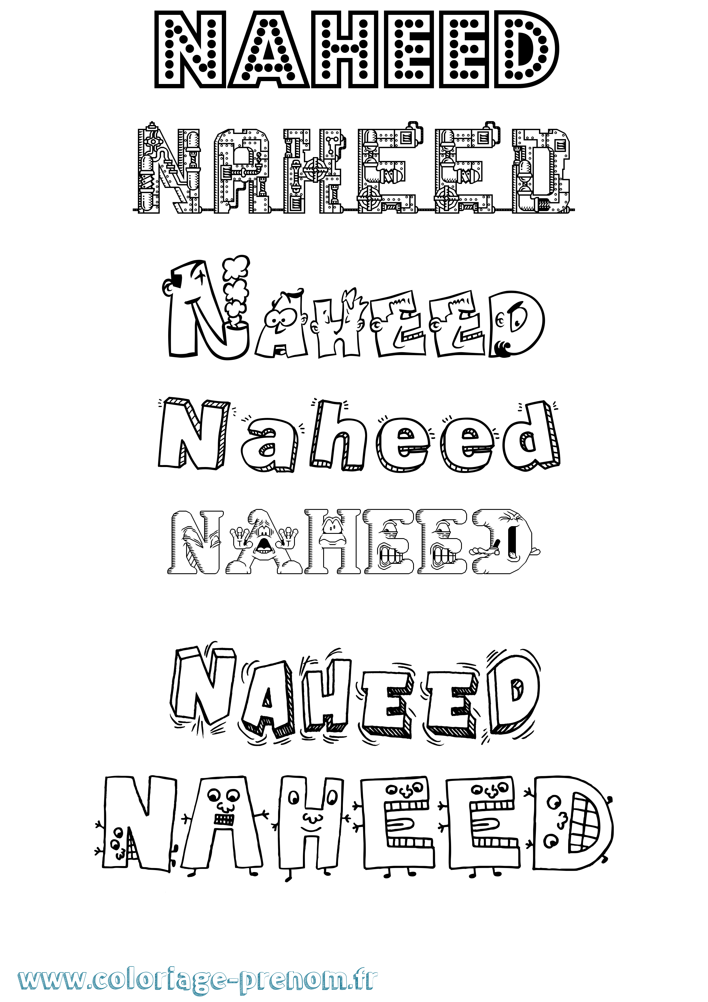 Coloriage Naheed Fun Coloriage prénom Naheed Fun
