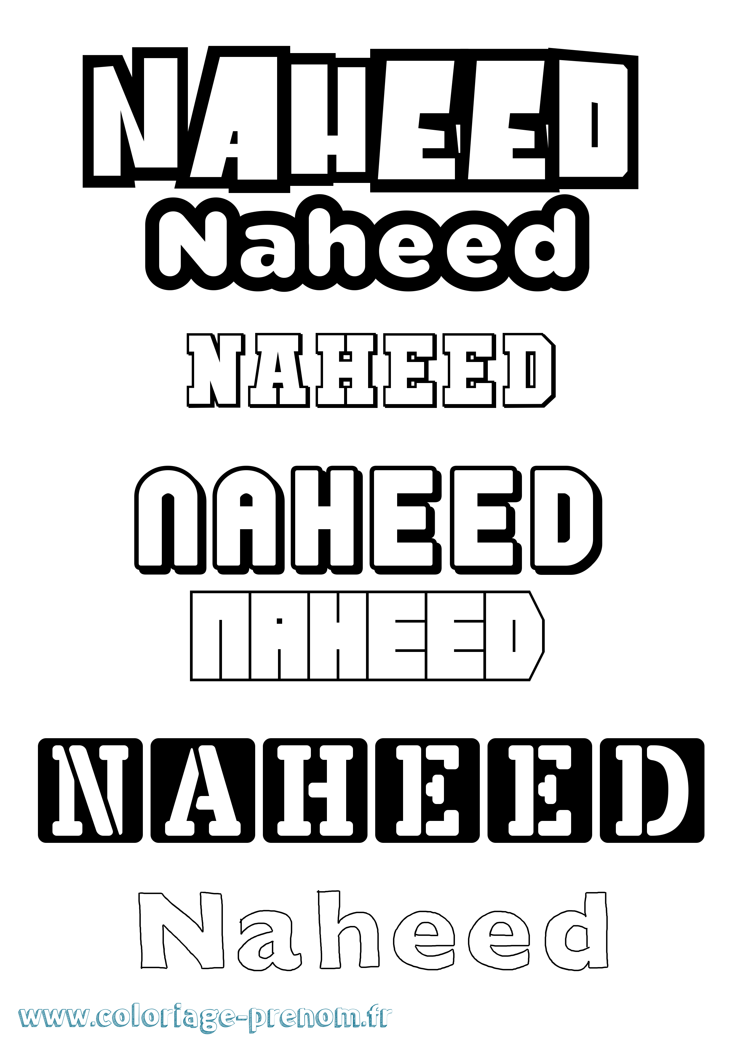 Coloriage prénom Naheed Simple