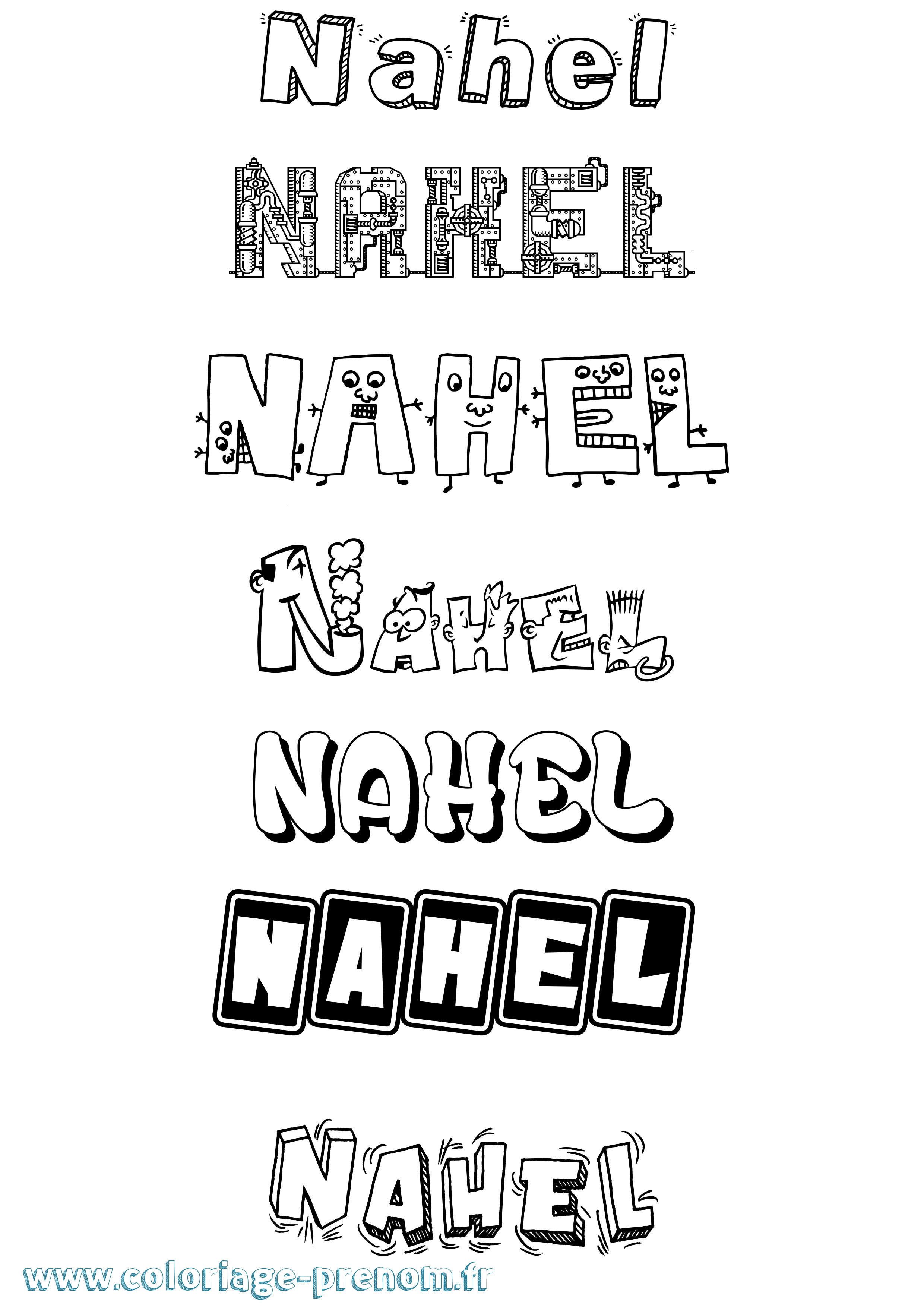 Coloriage prénom Nahel