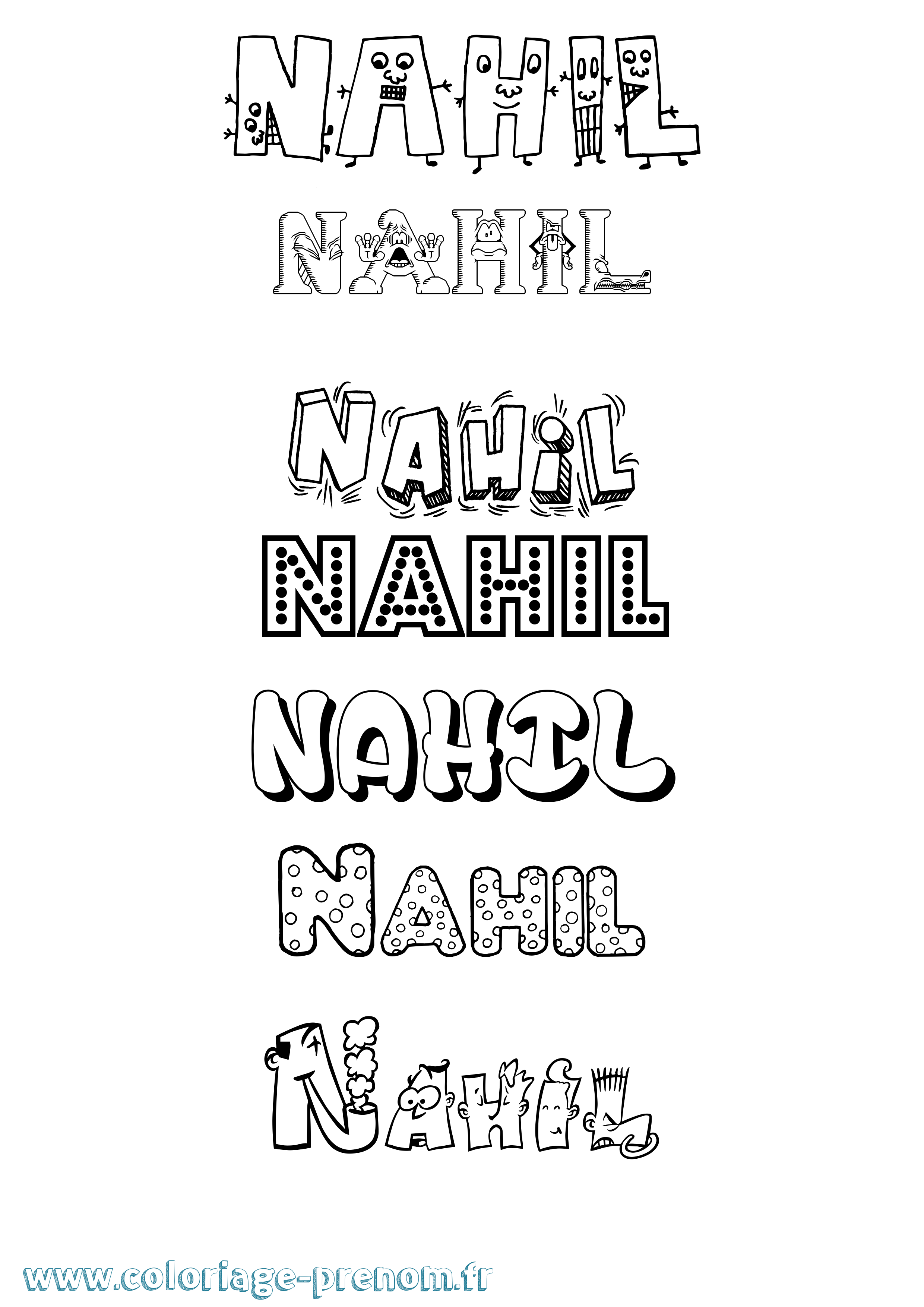 Coloriage prénom Nahil