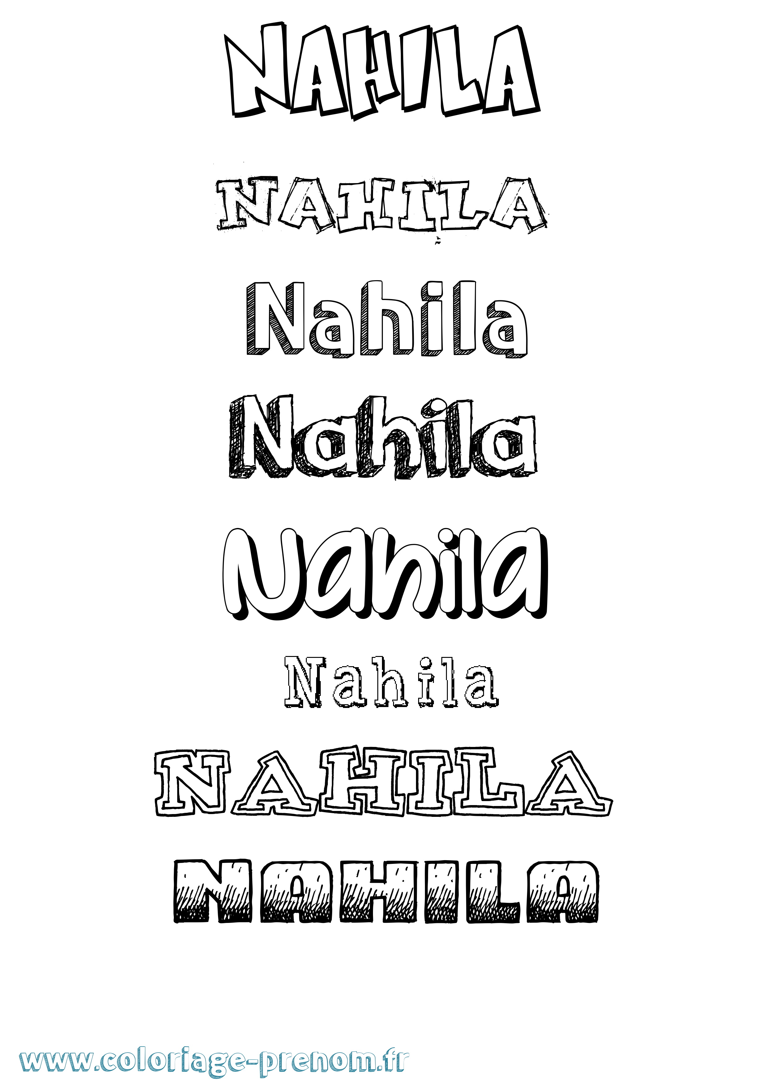 Coloriage prénom Nahila Dessiné