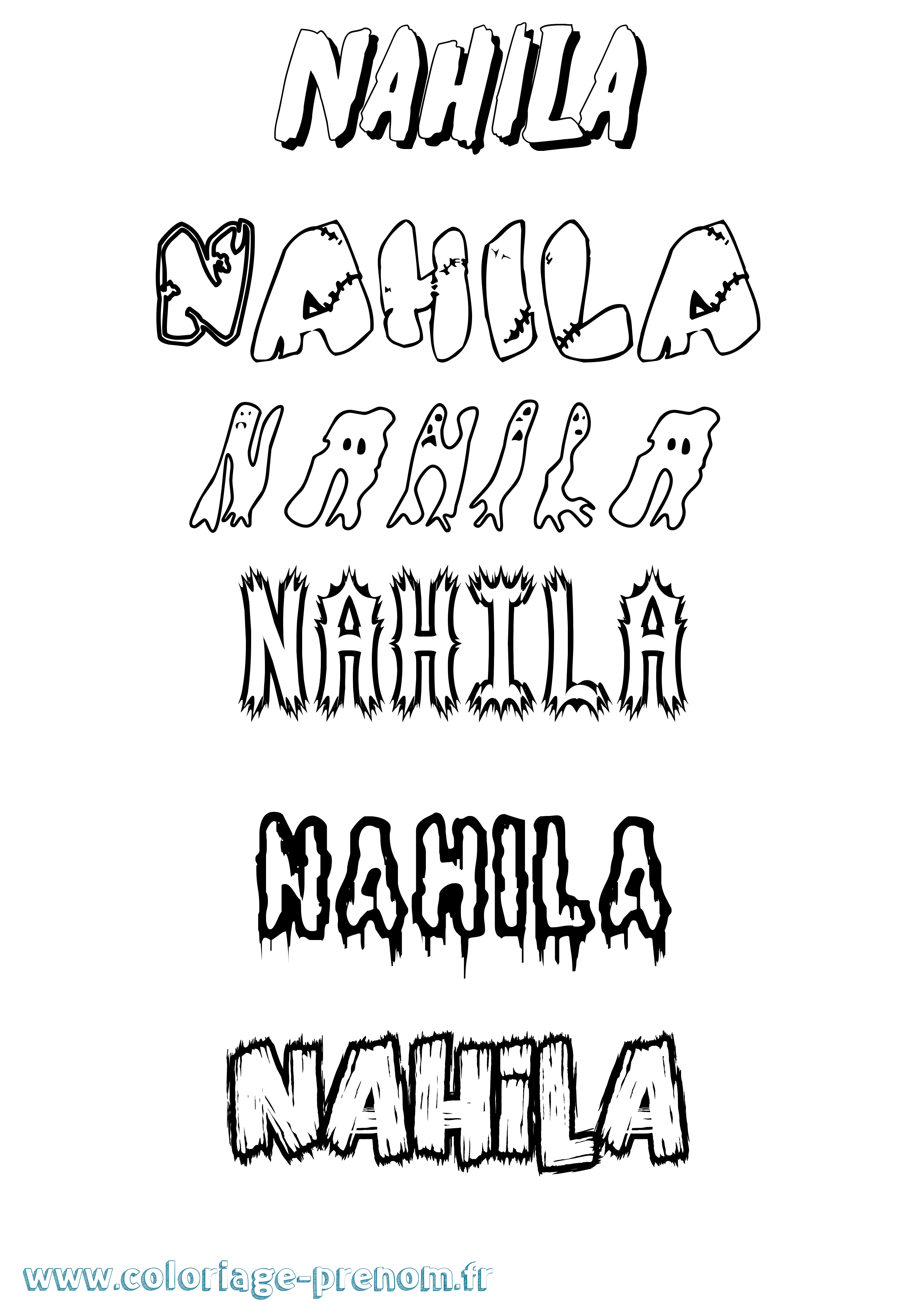 Coloriage prénom Nahila Frisson