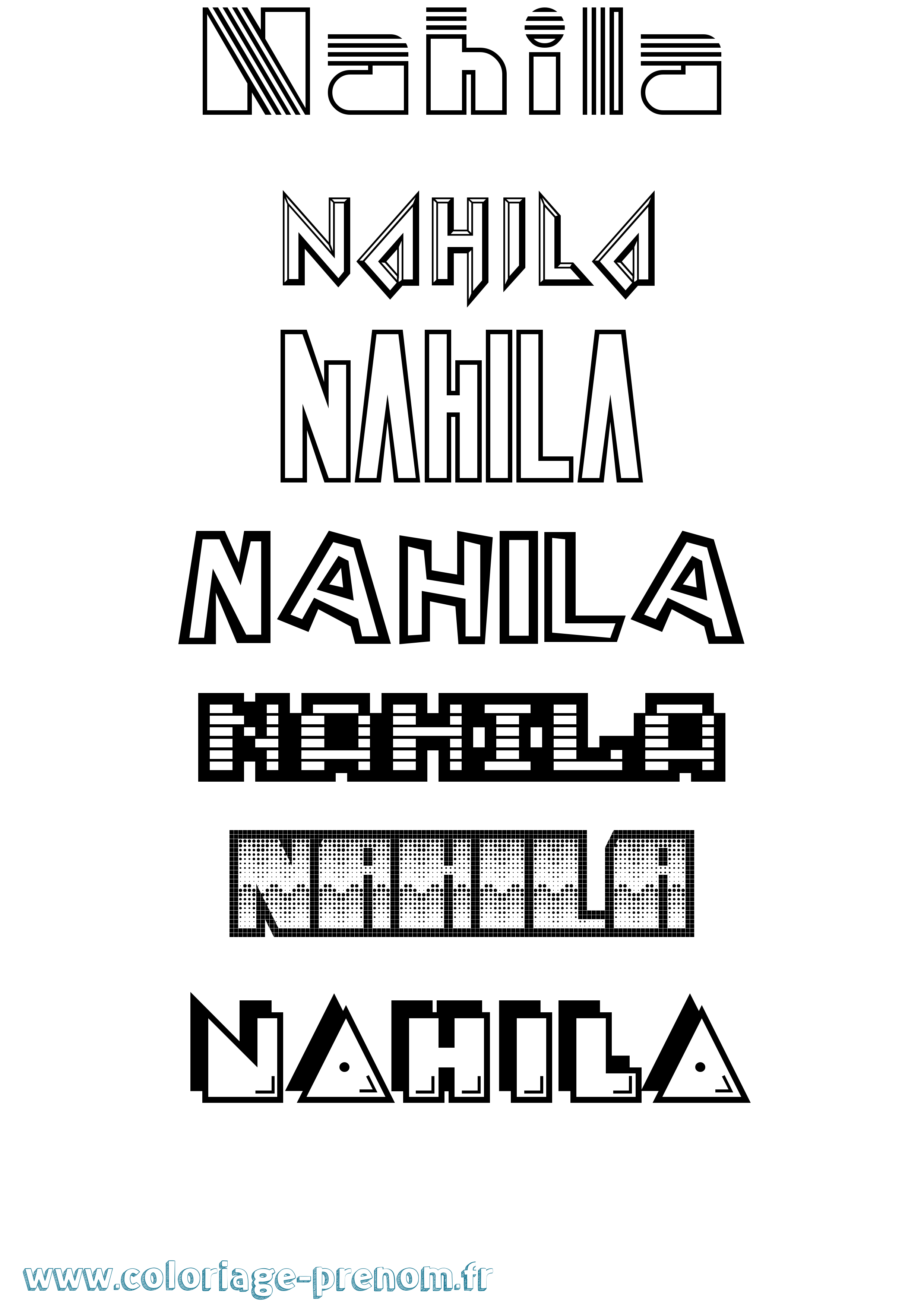 Coloriage prénom Nahila Jeux Vidéos