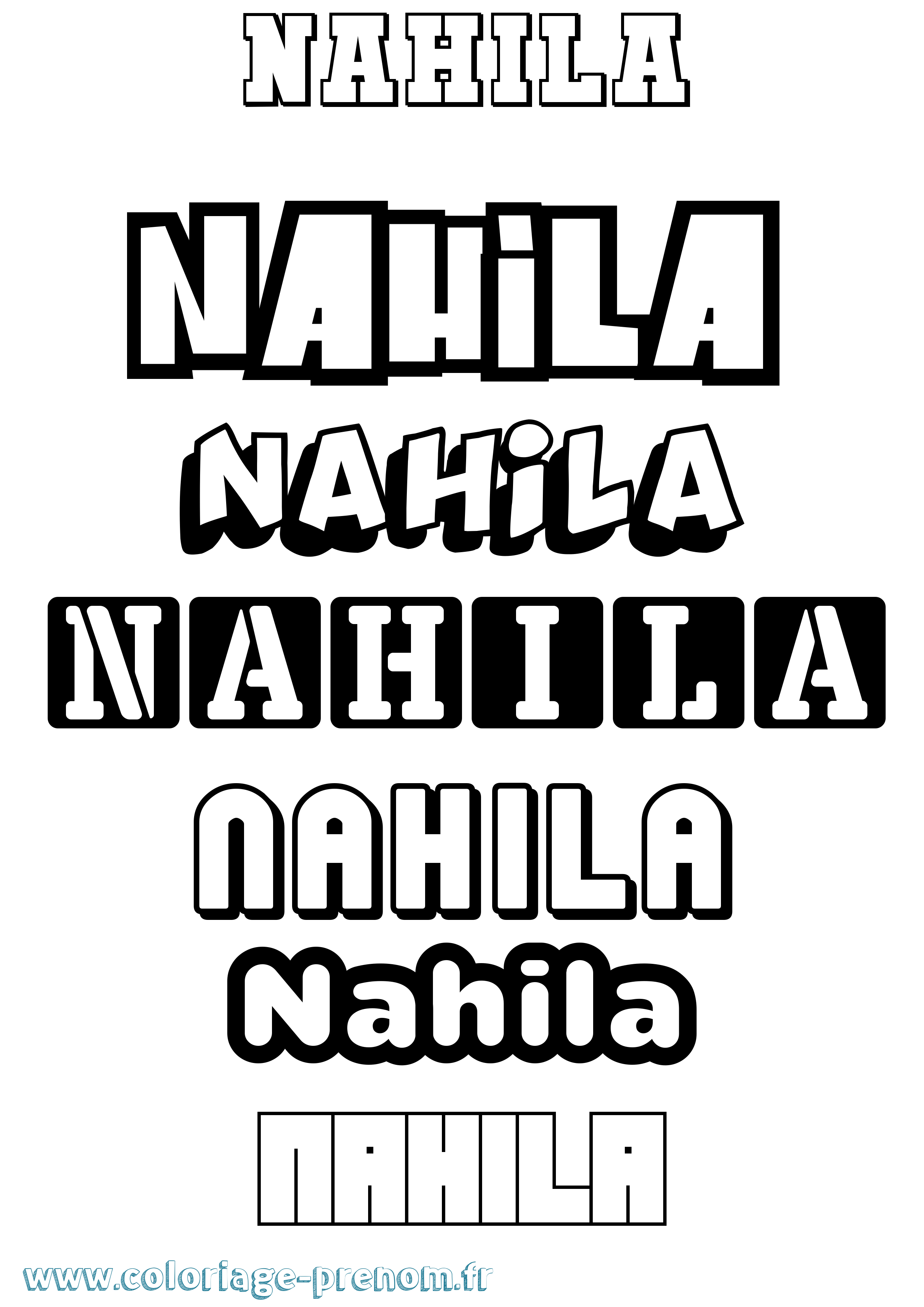 Coloriage prénom Nahila Simple
