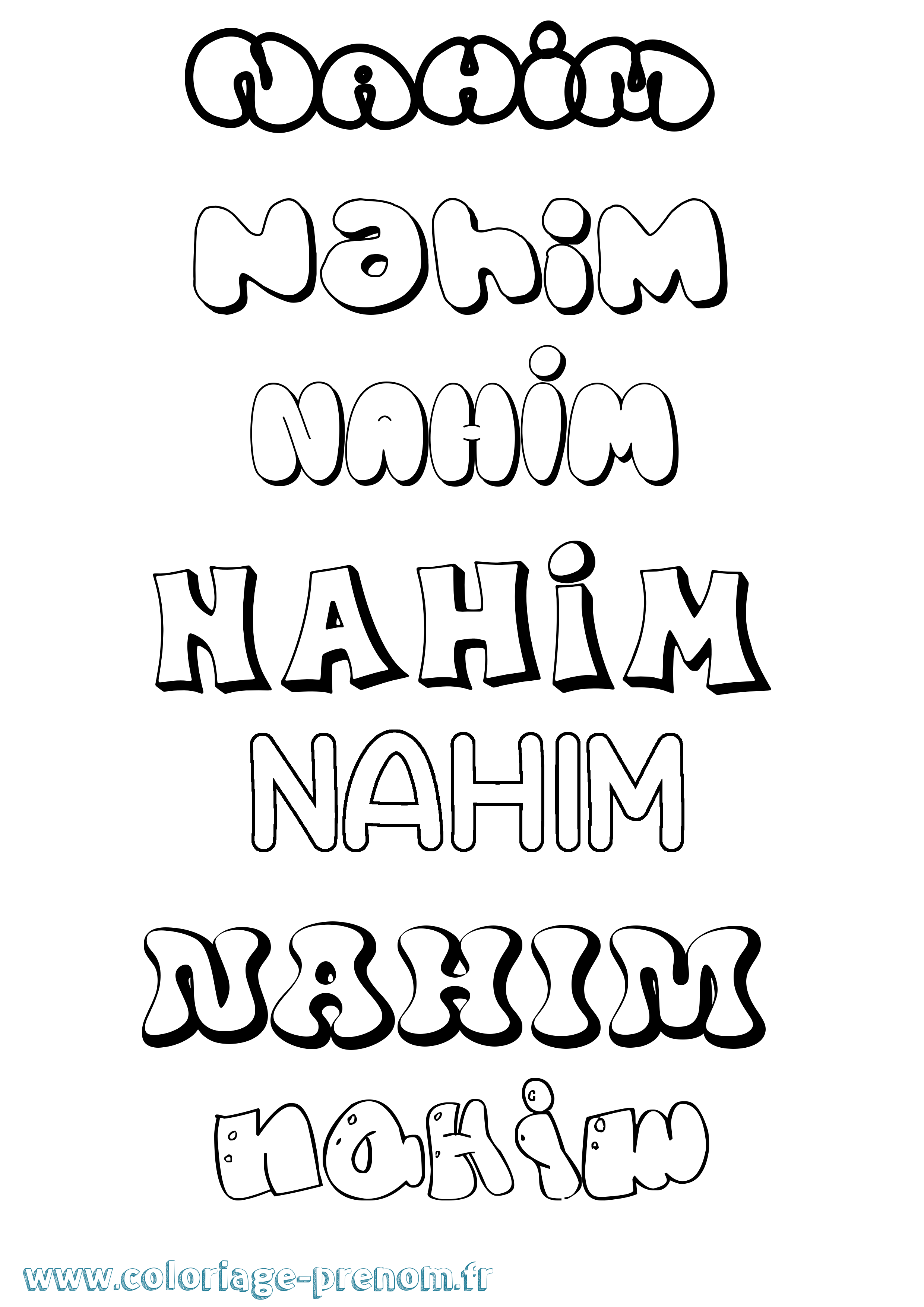 Coloriage prénom Nahim Bubble