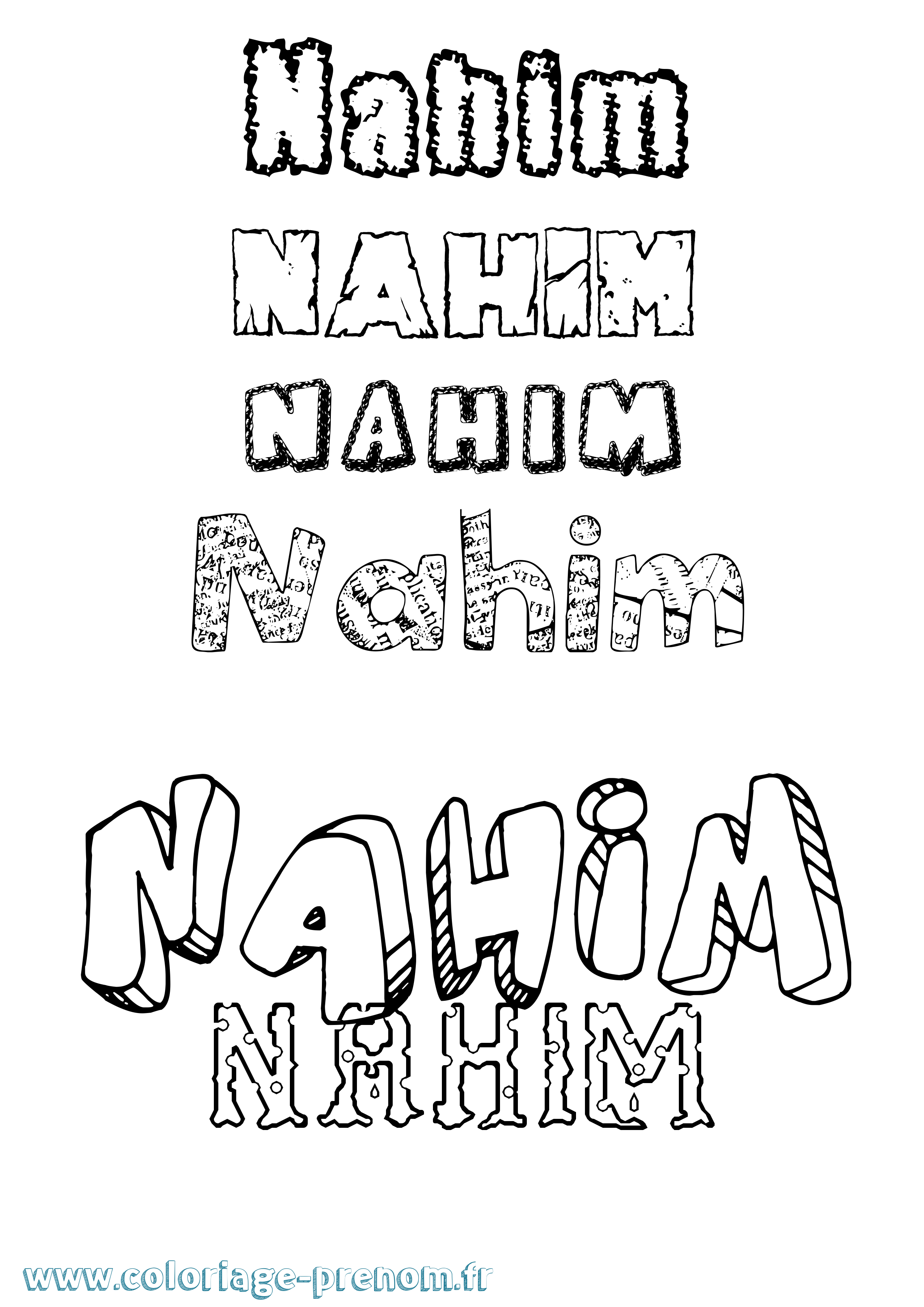Coloriage prénom Nahim Destructuré