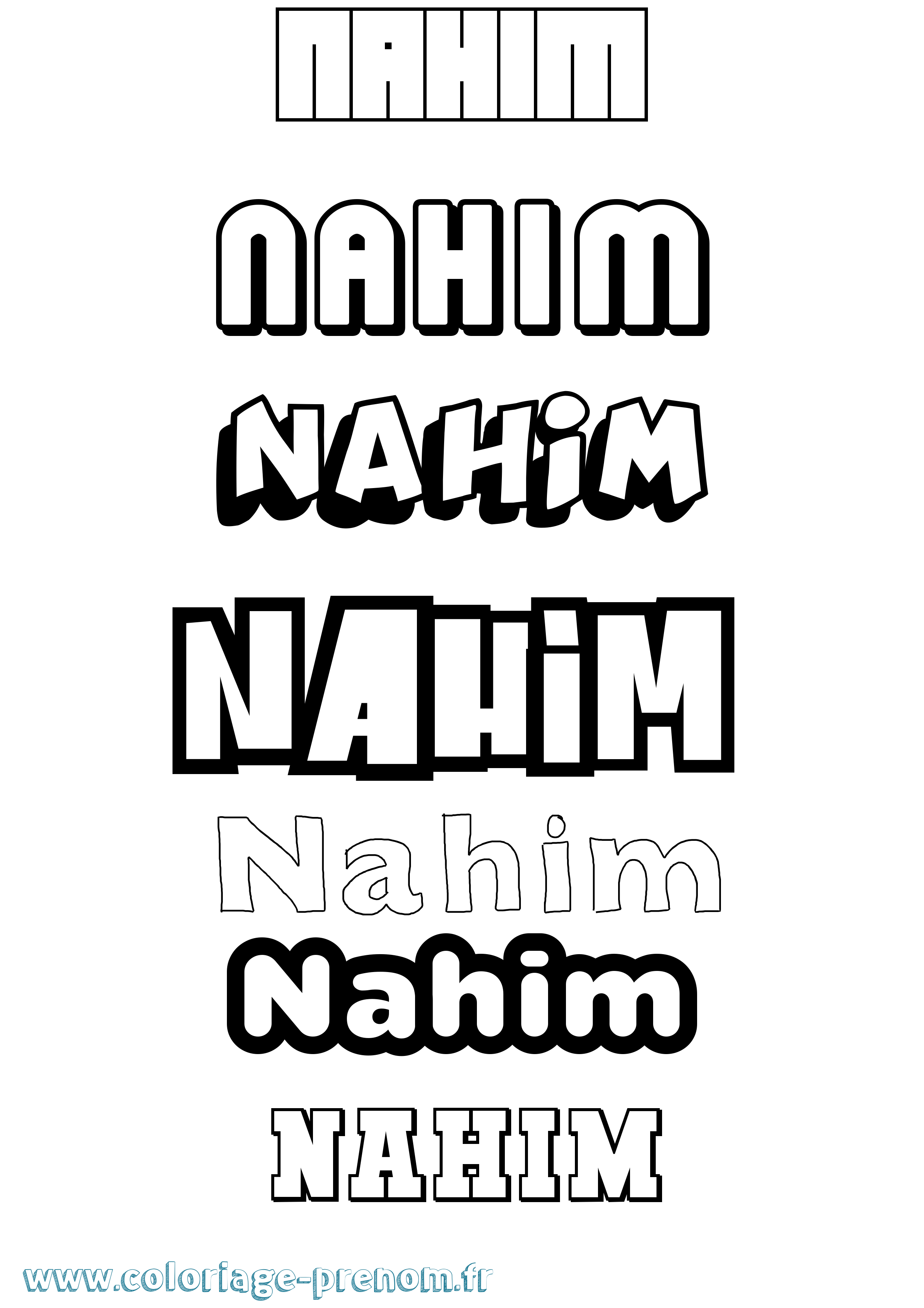 Coloriage prénom Nahim Simple