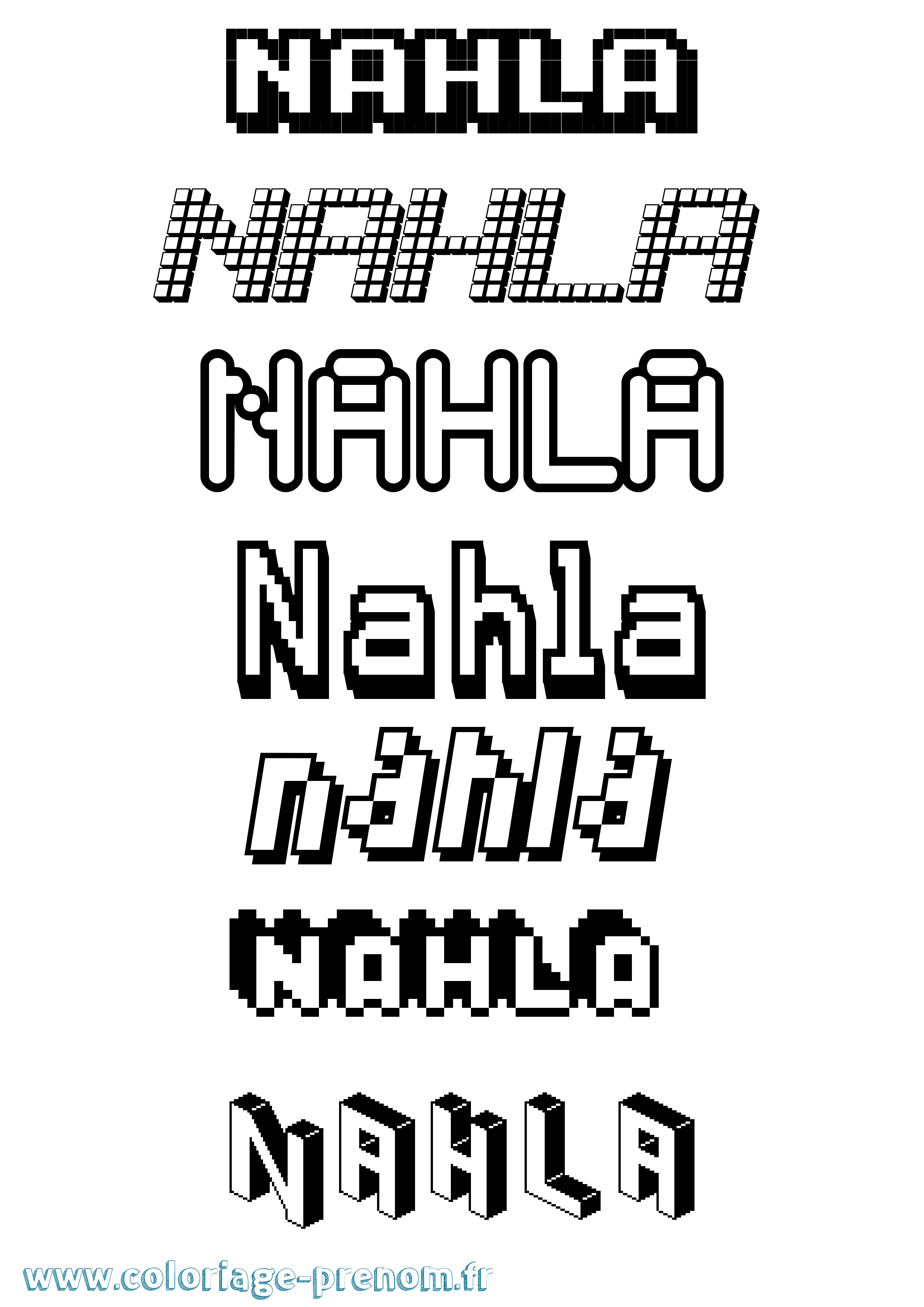 Coloriage prénom Nahla