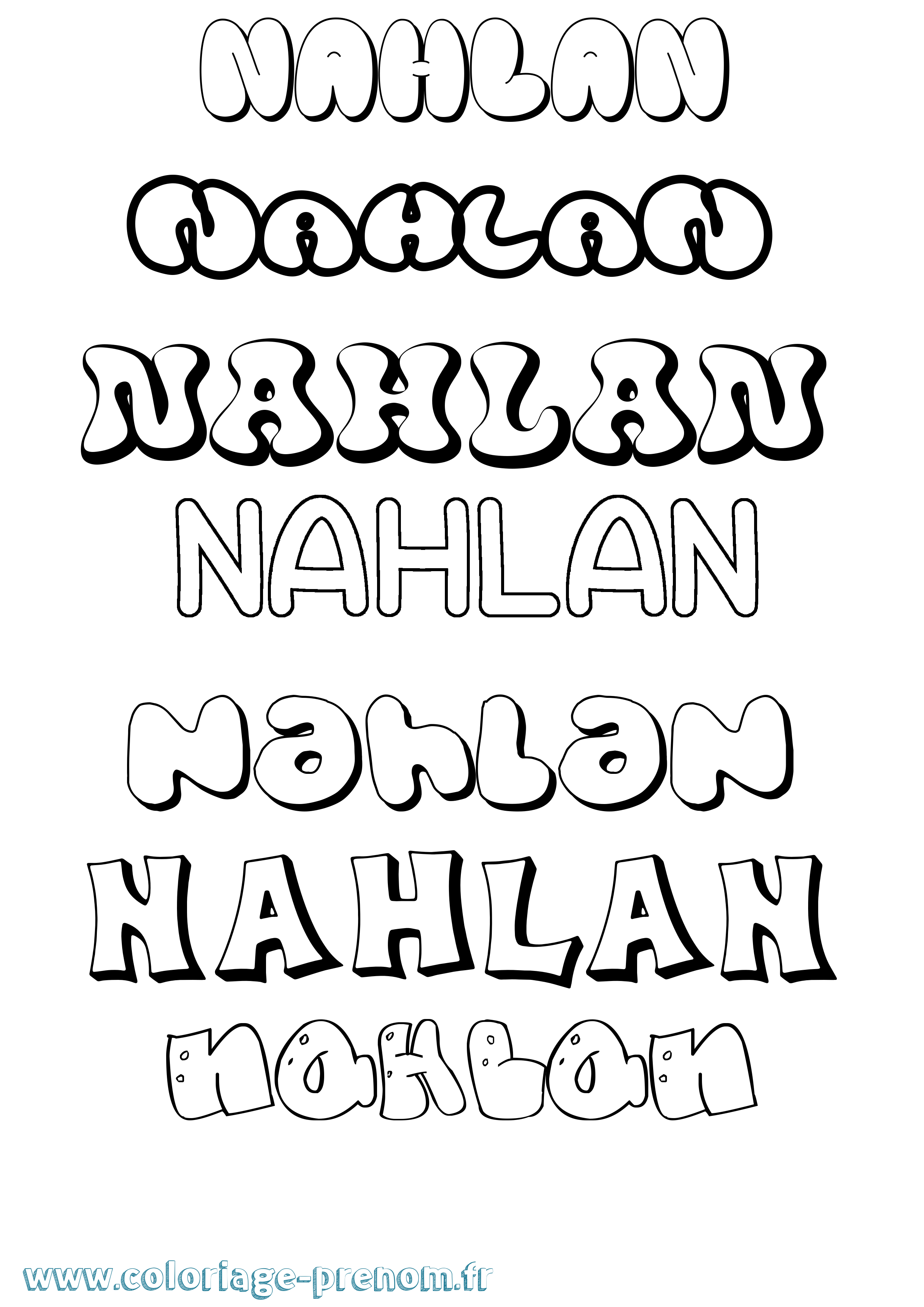 Coloriage Nahlan Bubble Coloriage prénom Nahlan Bubble