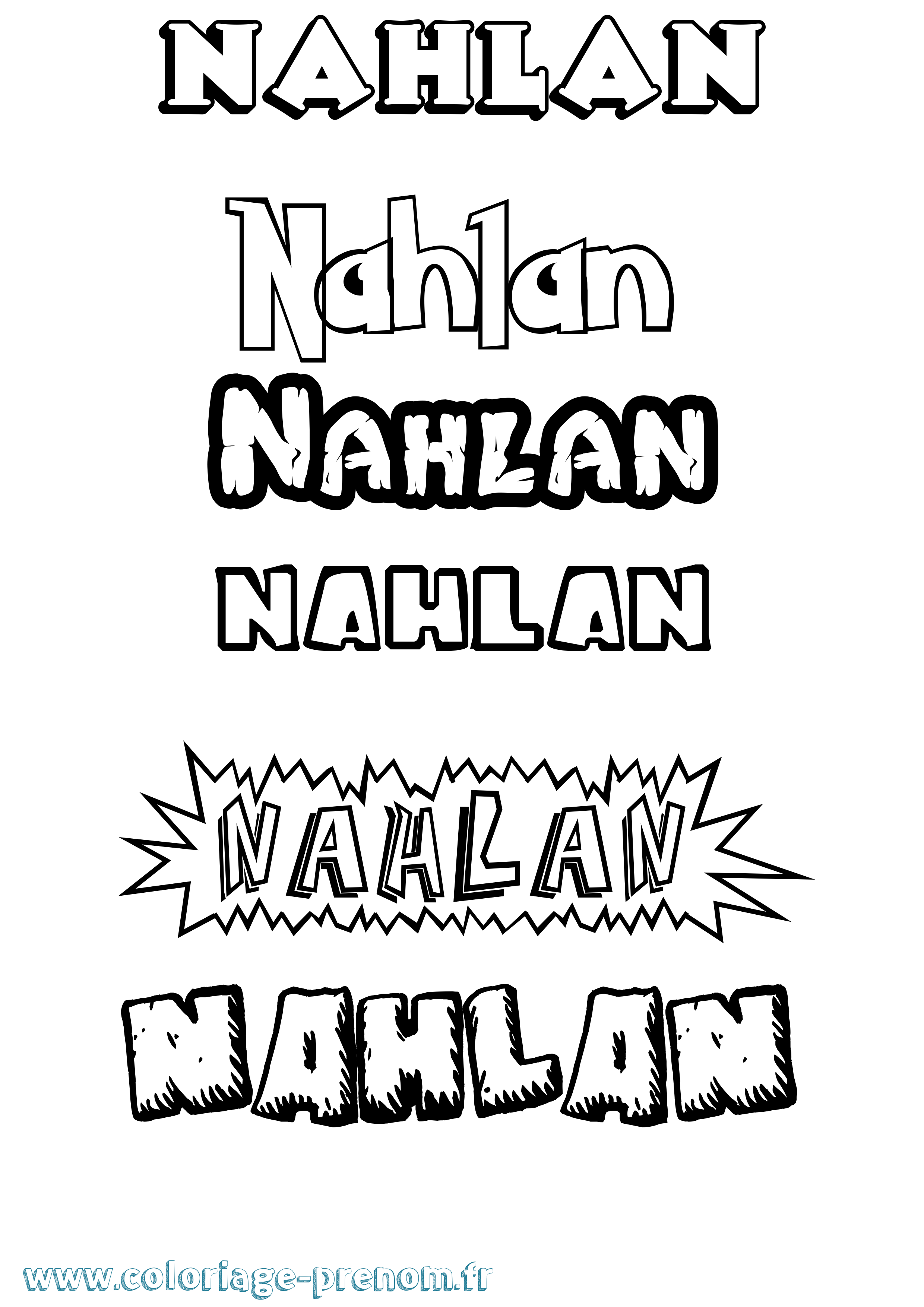 Coloriage Nahlan Dessin Animé Coloriage prénom Nahlan Dessin Animé