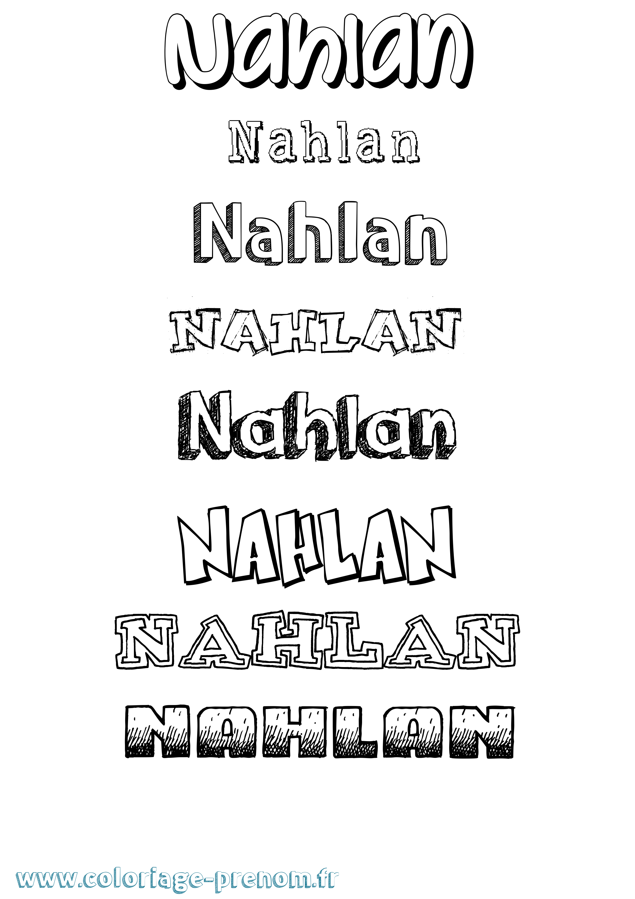 Coloriage Nahlan Dessiné Coloriage prénom Nahlan Dessiné