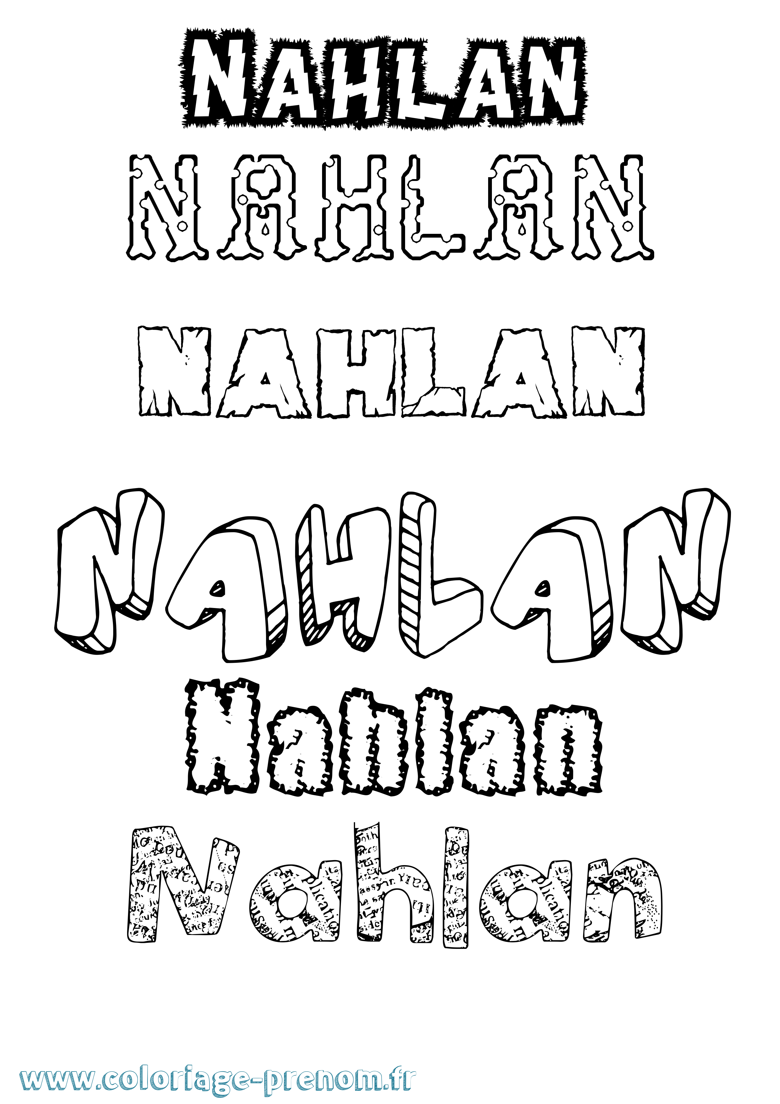 Coloriage Nahlan Destructuré Coloriage prénom Nahlan Destructuré