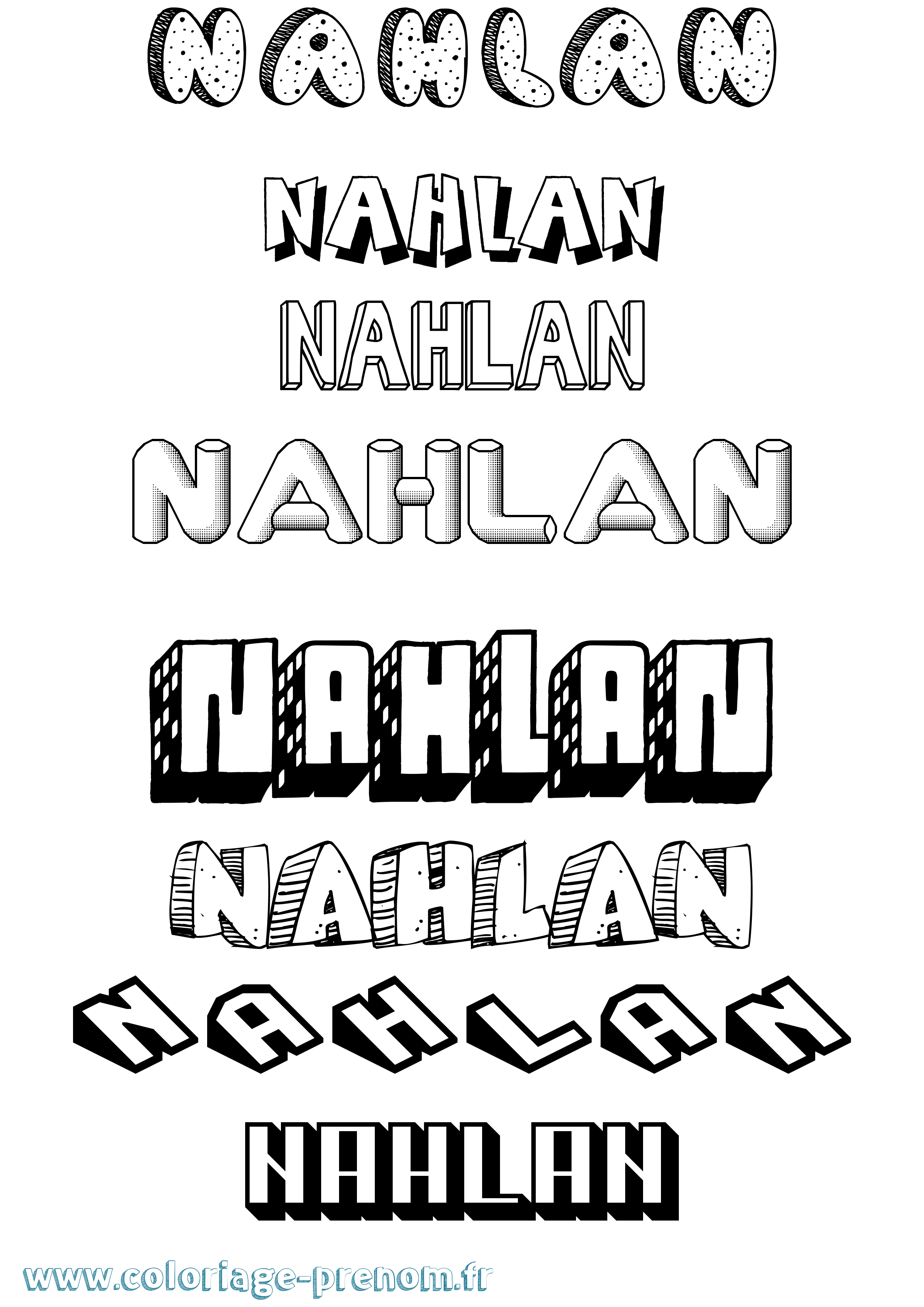 Coloriage Nahlan Effet 3D Coloriage prénom Nahlan Effet 3D
