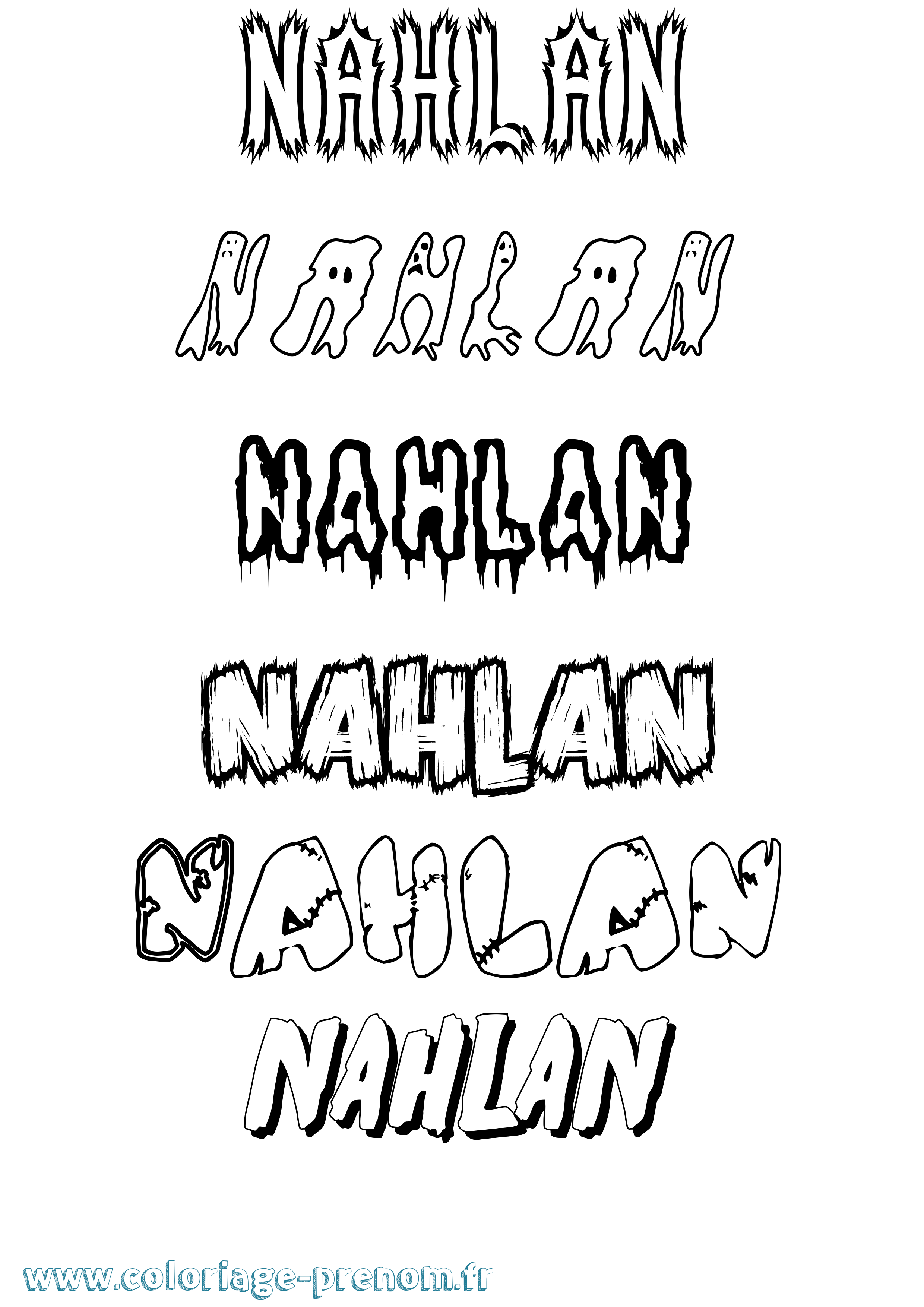 Coloriage Nahlan Frisson Coloriage prénom Nahlan Frisson