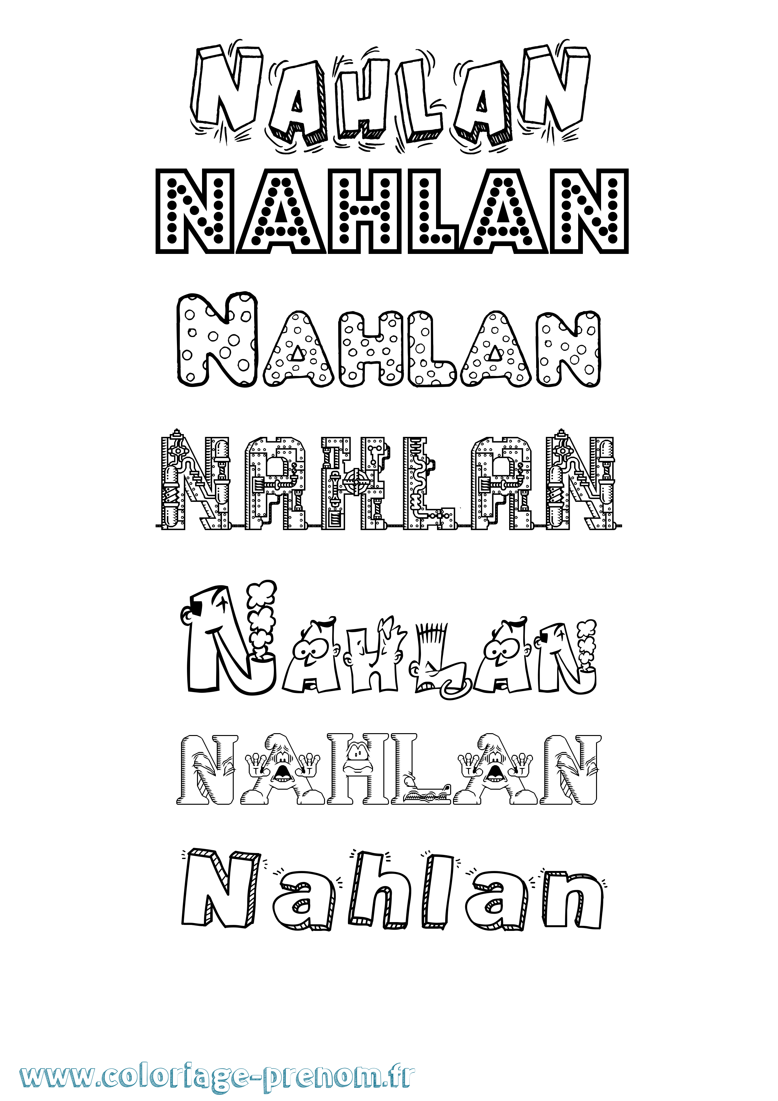 Coloriage Nahlan Fun Coloriage prénom Nahlan Fun