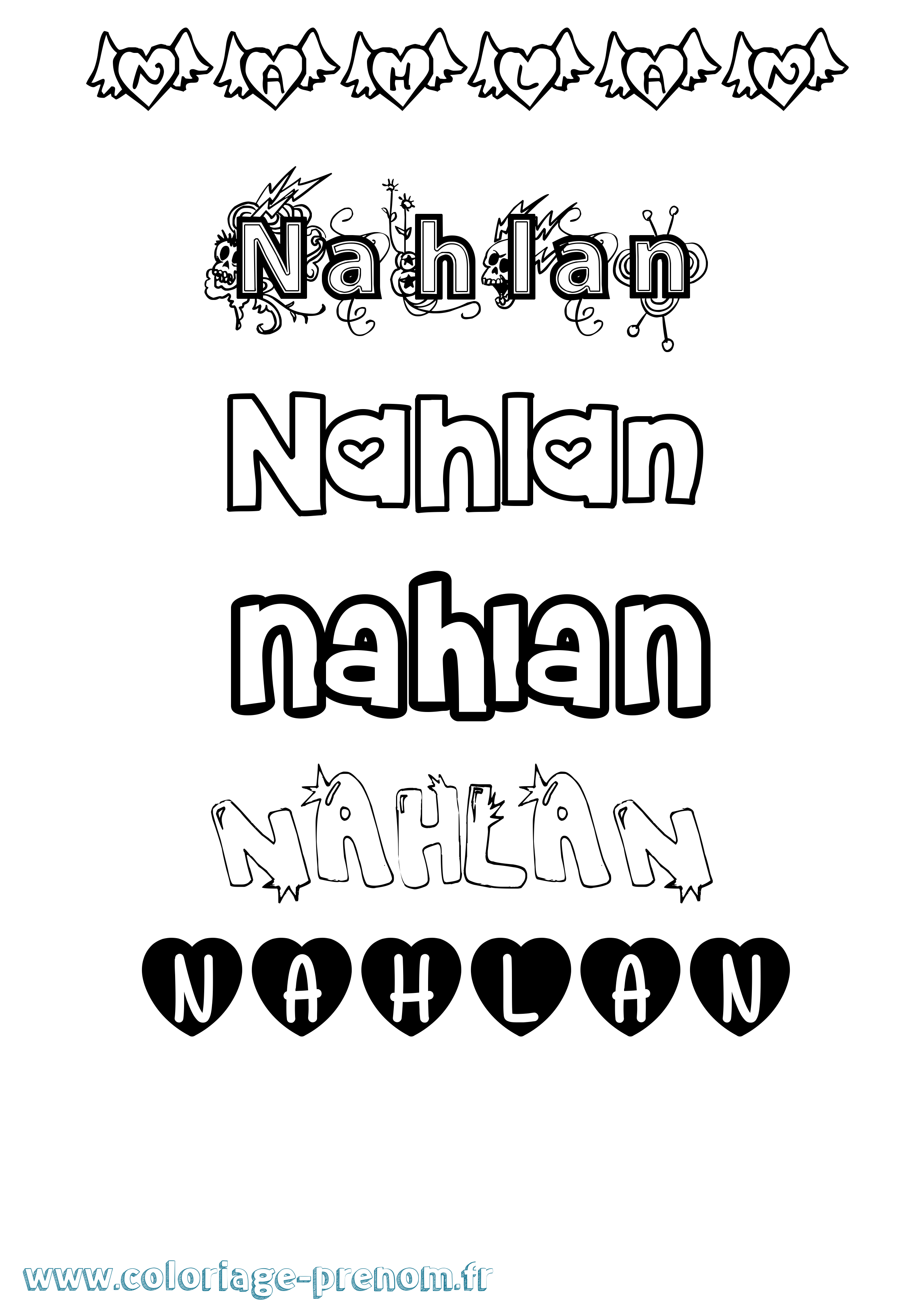 Coloriage Nahlan Girly Coloriage prénom Nahlan Girly