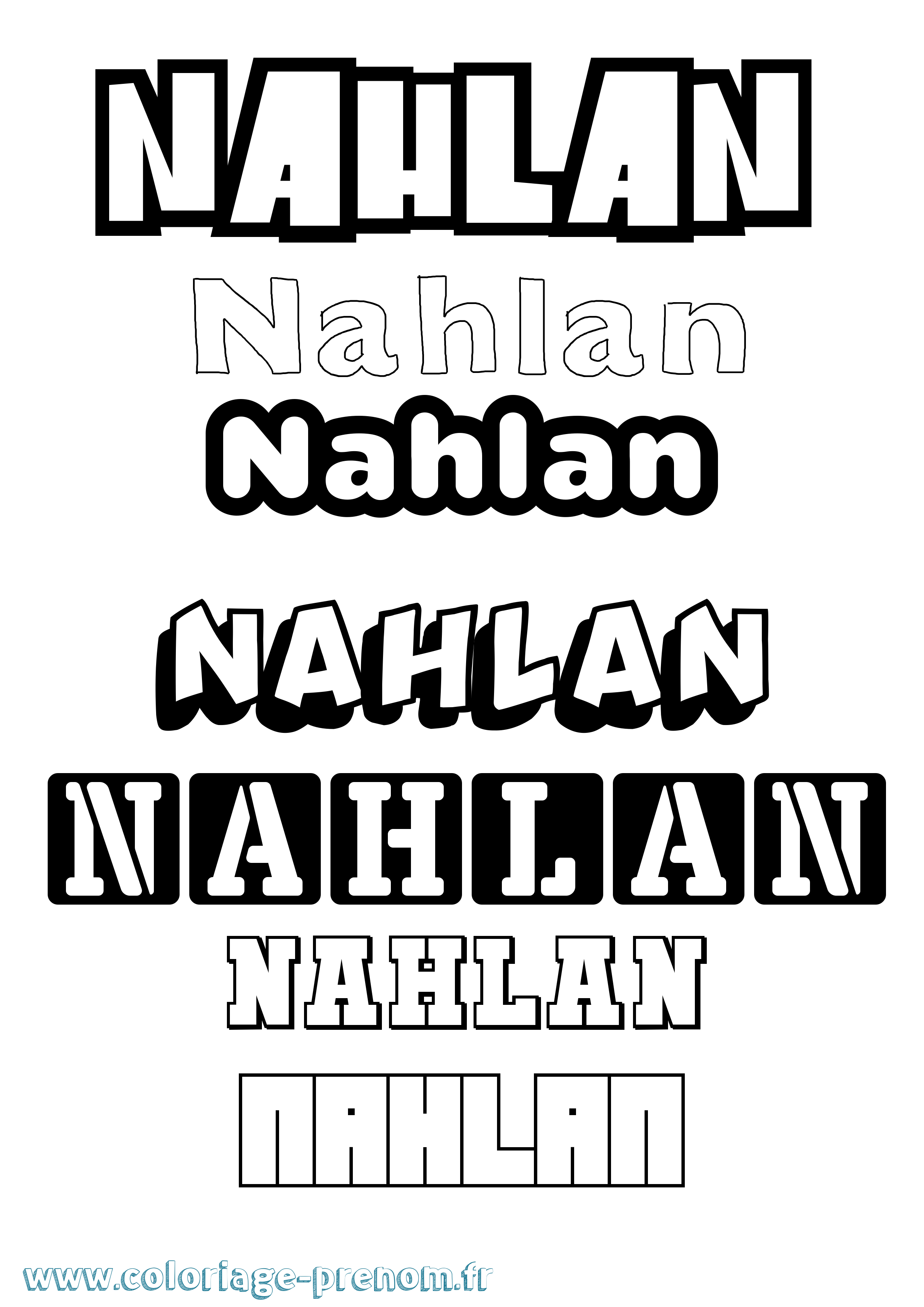 Coloriage Nahlan Simple Coloriage prénom Nahlan Simple