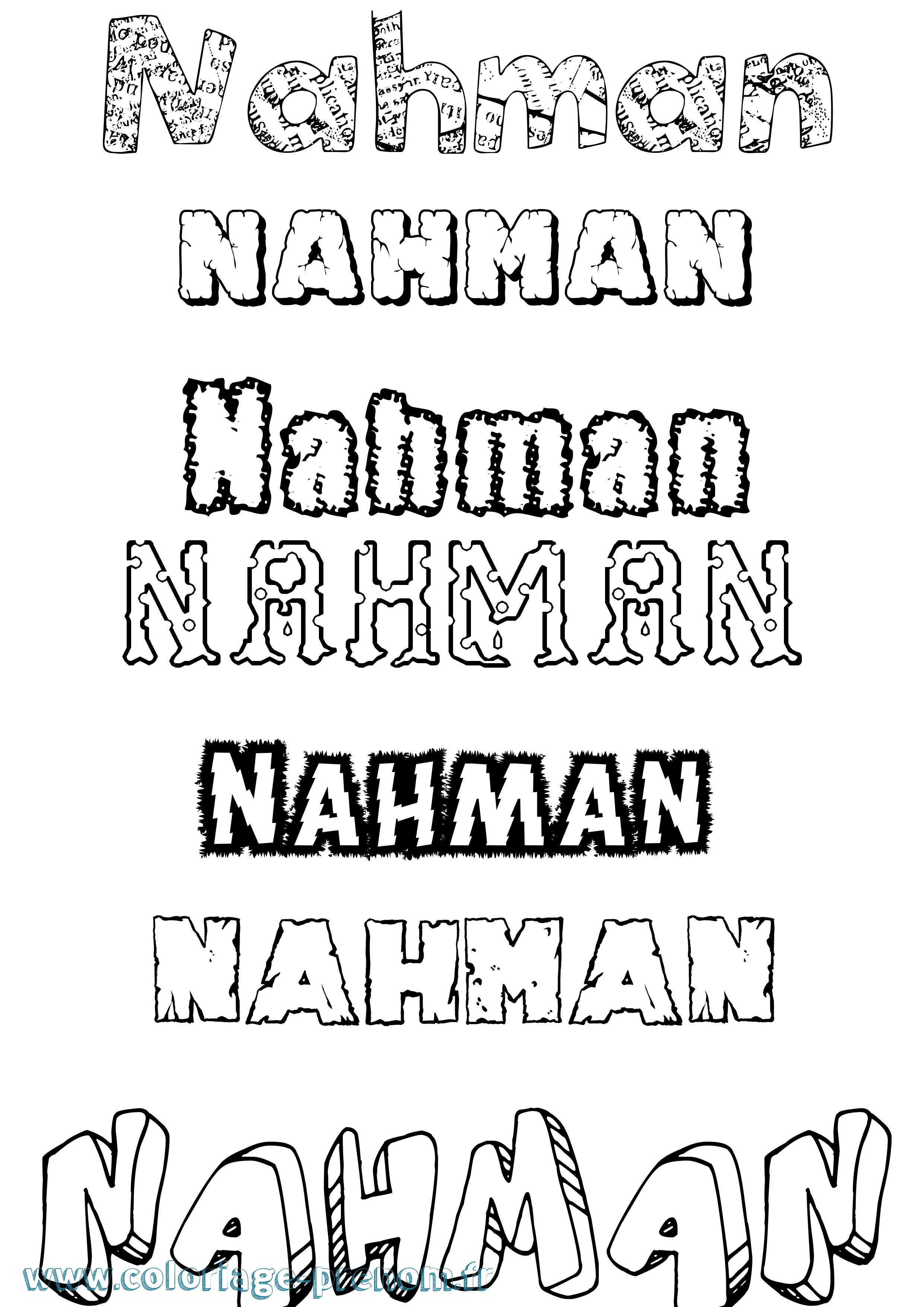 Coloriage prénom Nahman Destructuré