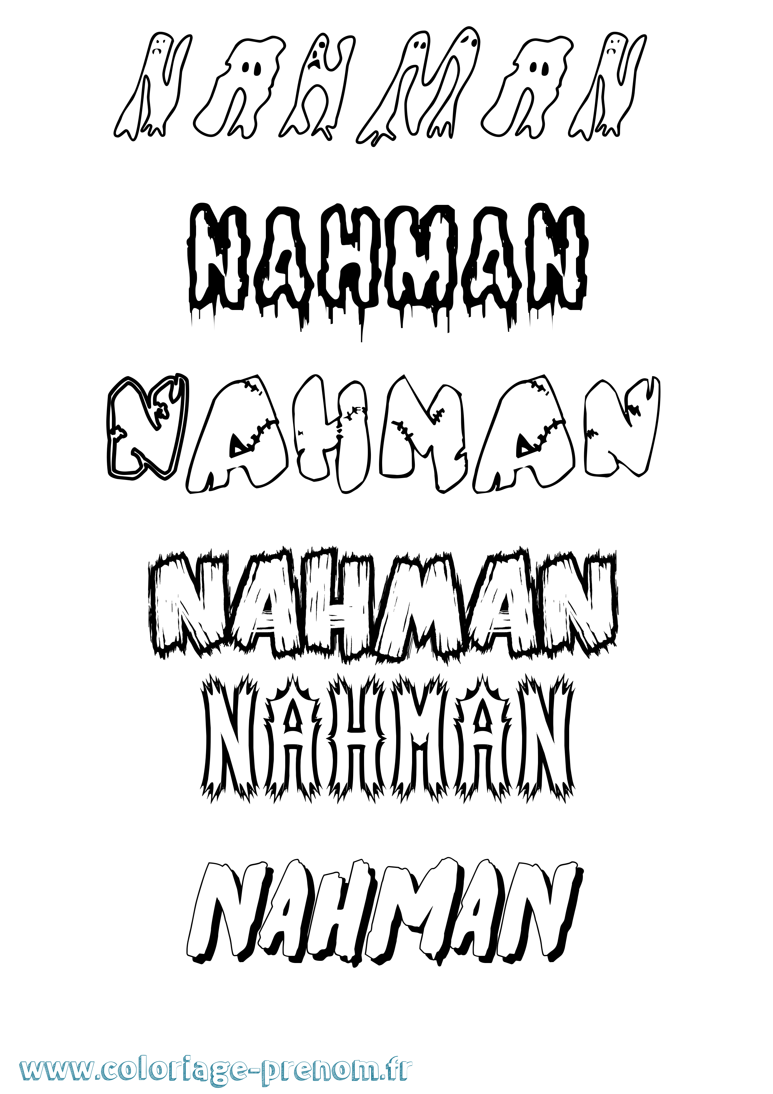 Coloriage prénom Nahman Frisson