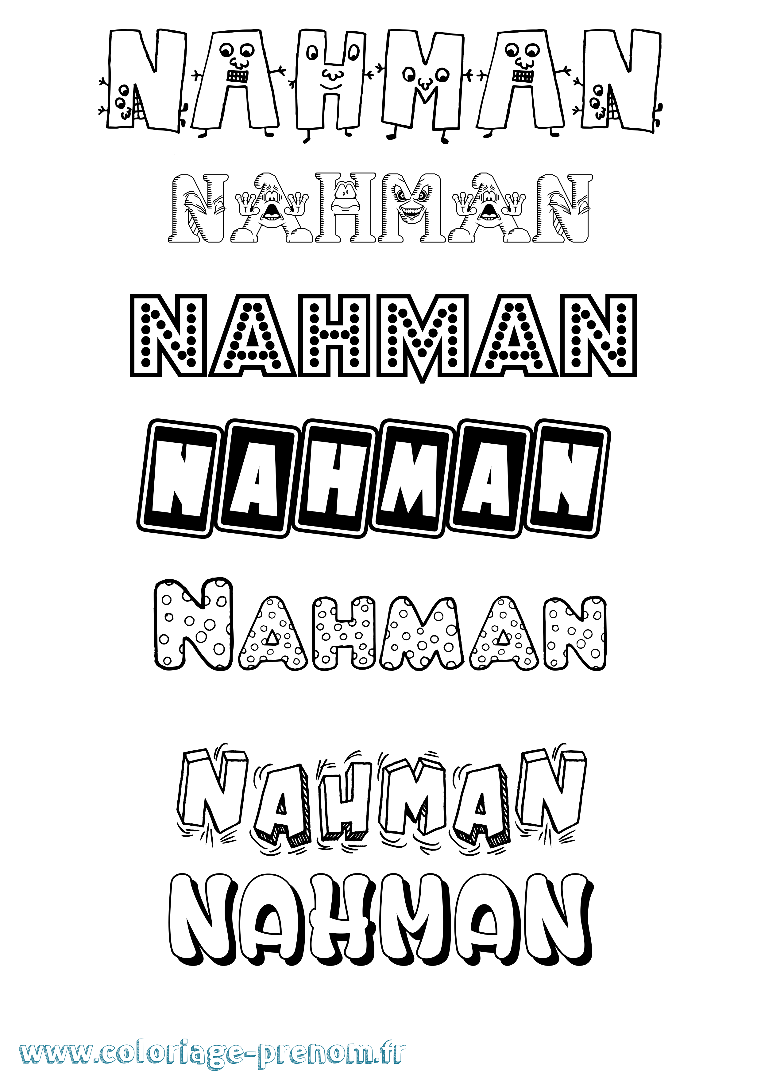 Coloriage prénom Nahman Fun