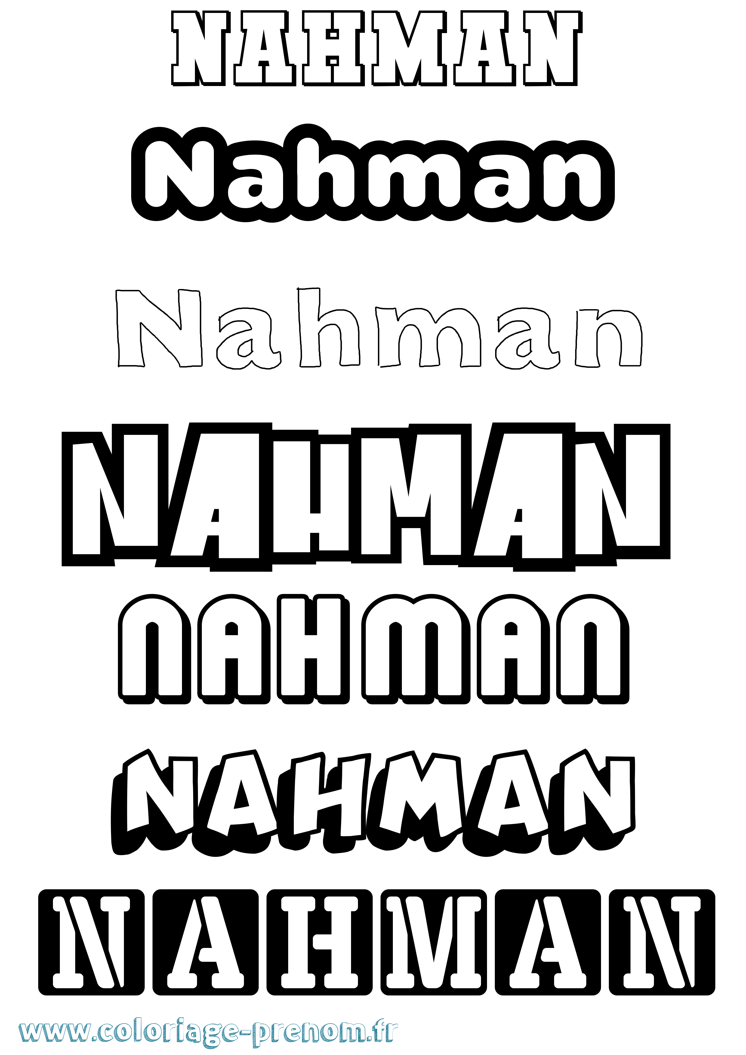 Coloriage prénom Nahman Simple