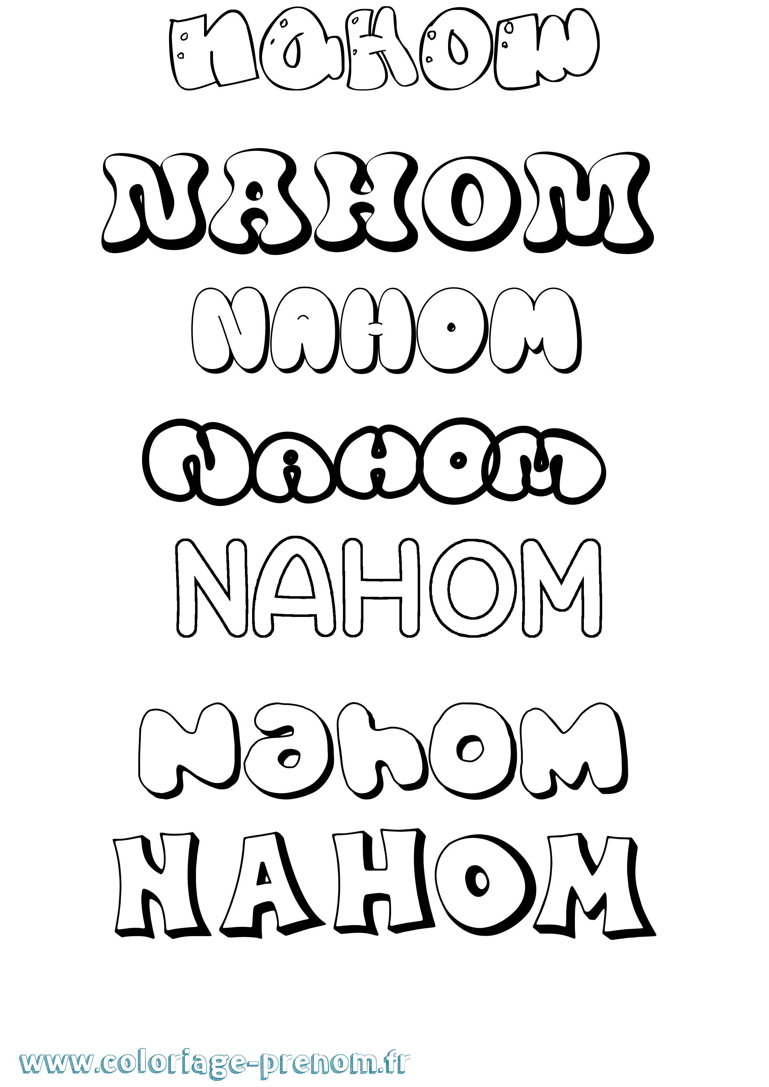 Coloriage prénom Nahom Bubble